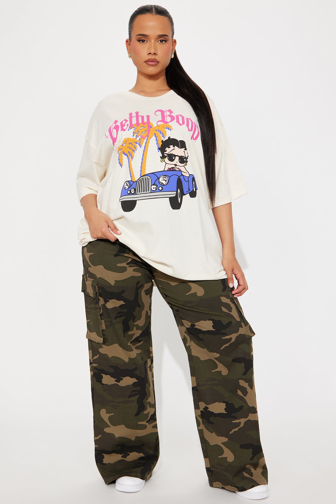 Betty Boop Blvd Oversized Tee - Cream - Image 7