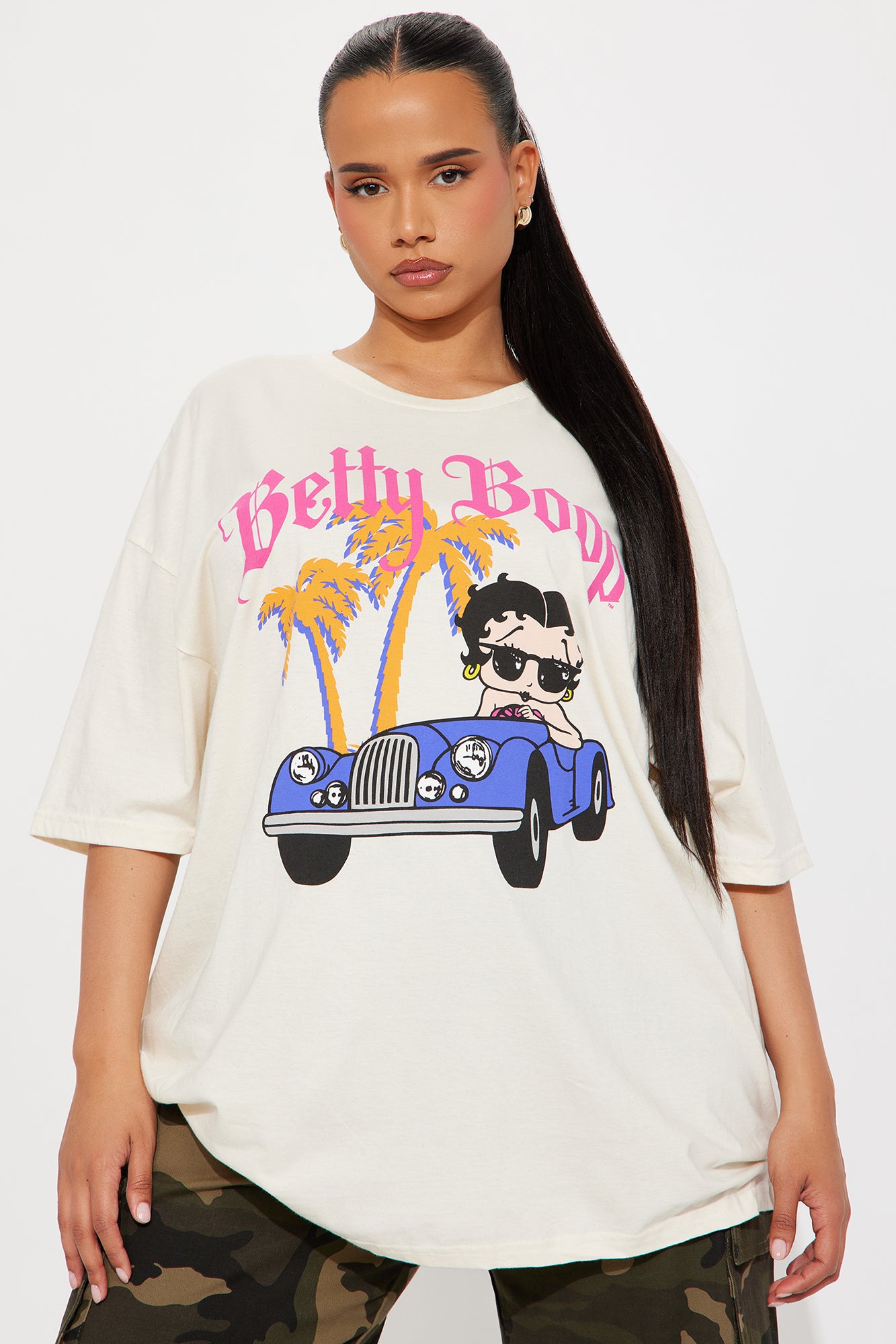 Betty Boop Blvd Oversized Tee - Cream - Image 6