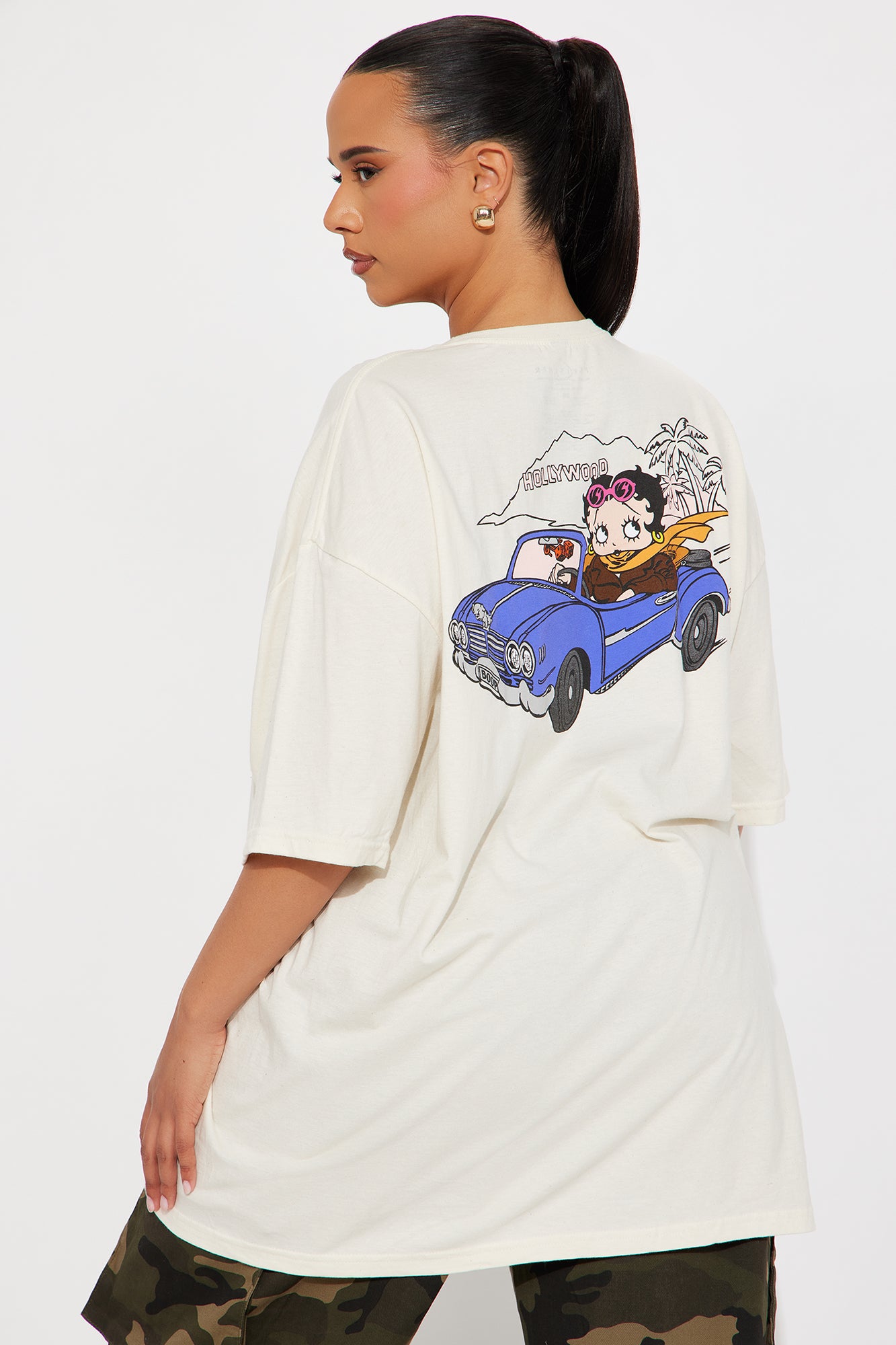 Betty Boop Blvd Oversized Tee - Cream - Image 9