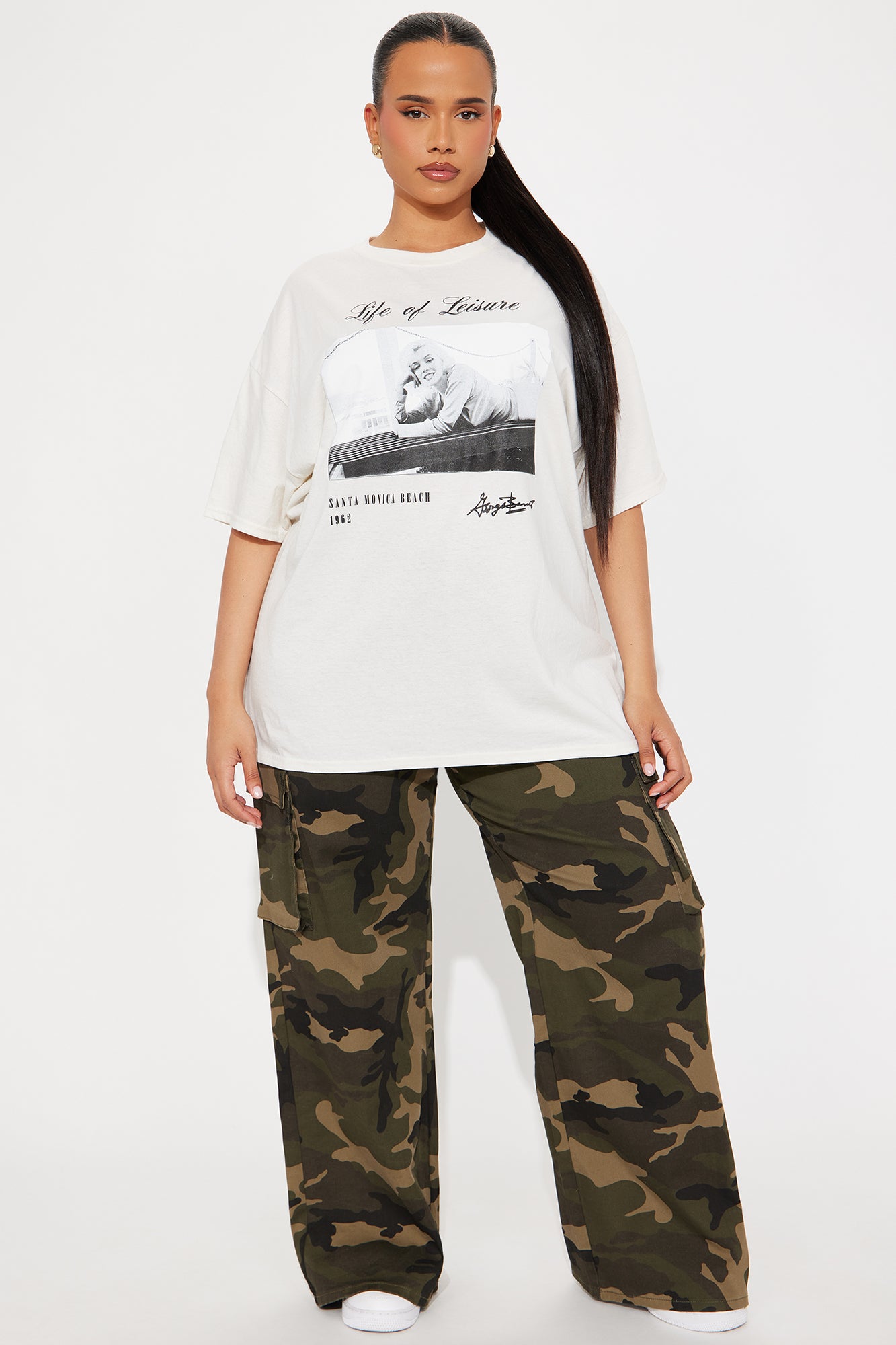 Marilyn Monroe Life Of Leisure Oversized Tee - Cream - Image 5
