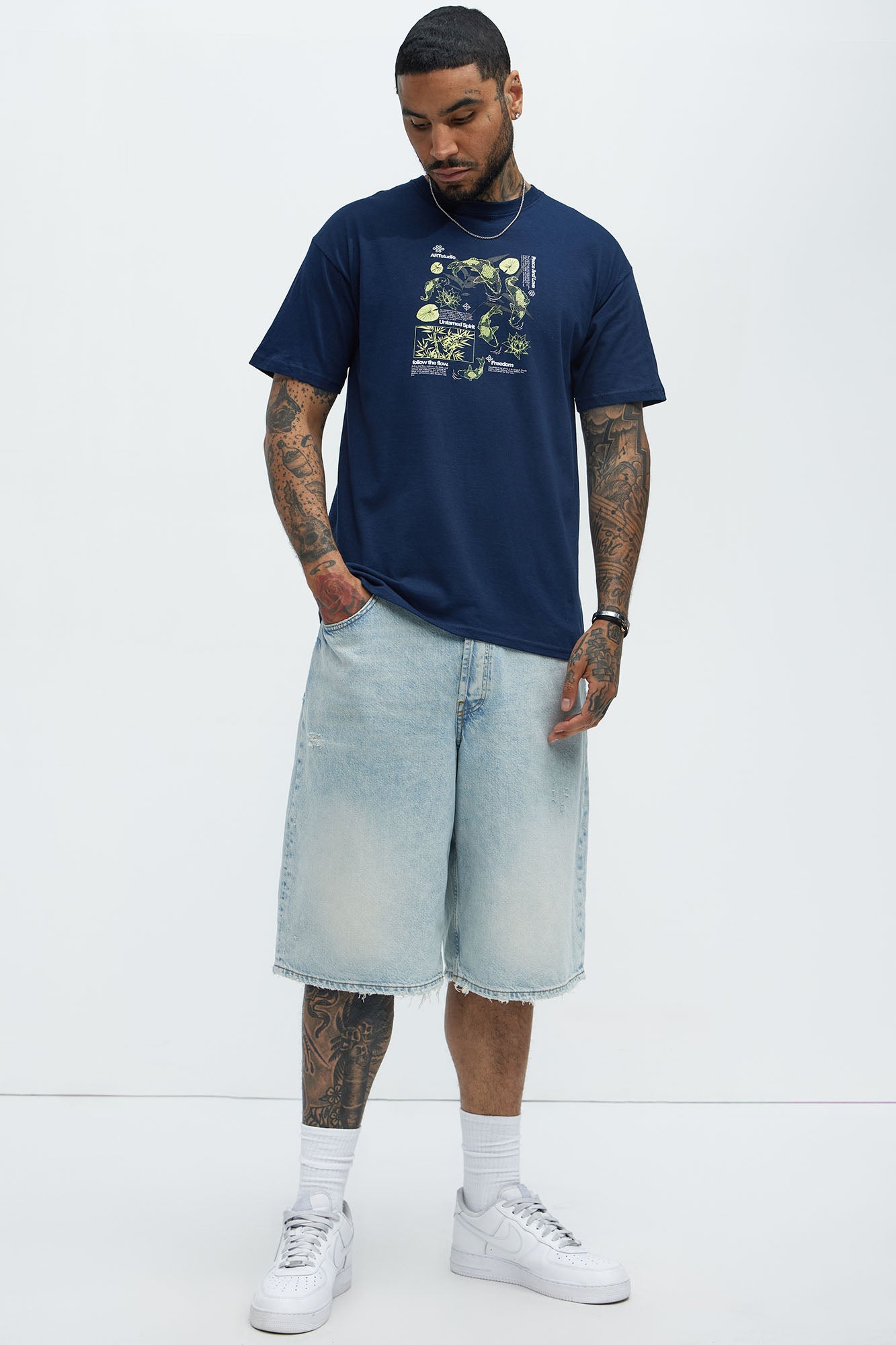 Follow The Flow Short Sleeve Tee - Navy - Image 3