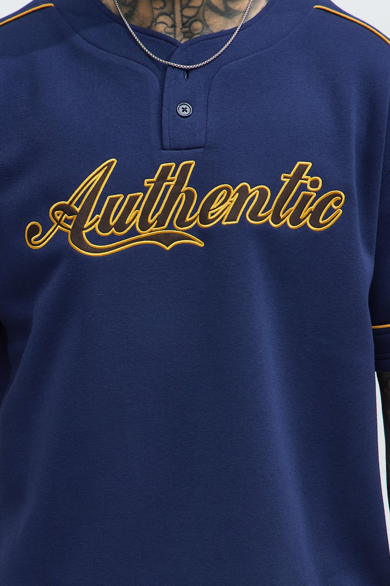 Authentic Short Sleeve Henley - Navy - Image 3