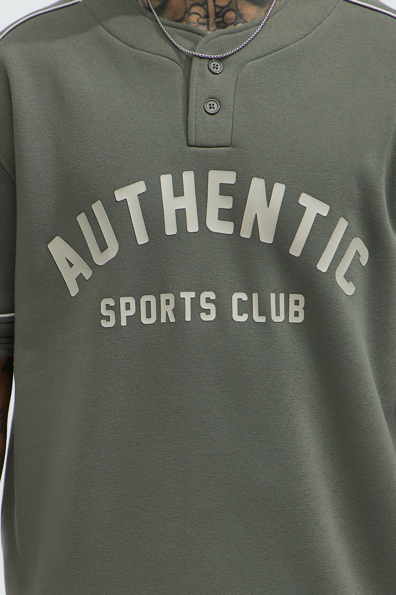 Athletics Sports Club Short Sleeve Henley - Olive - Image 3