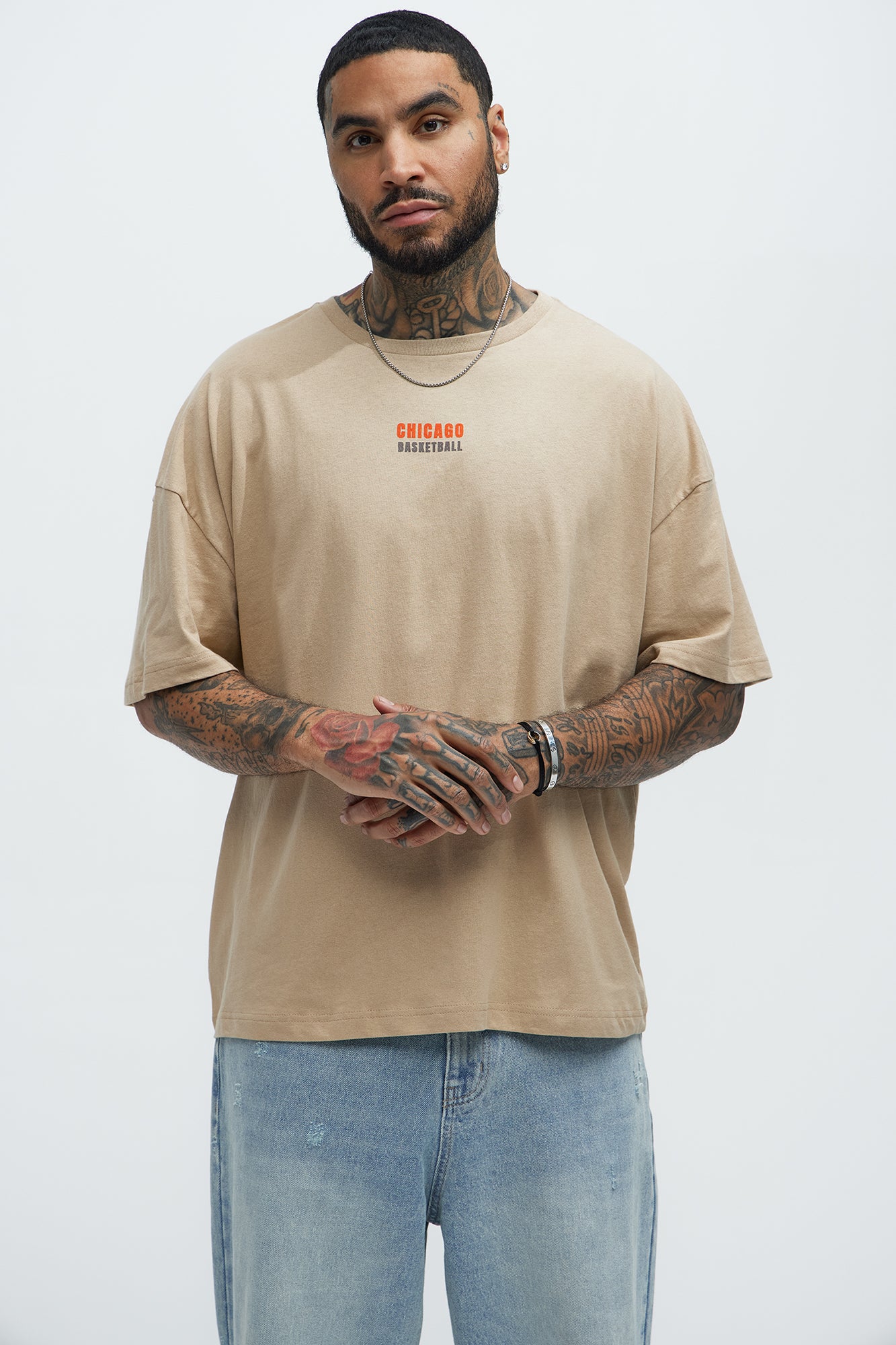 Chicago Basketball Oversized Short Sleeve Tee - Sand - Image 4
