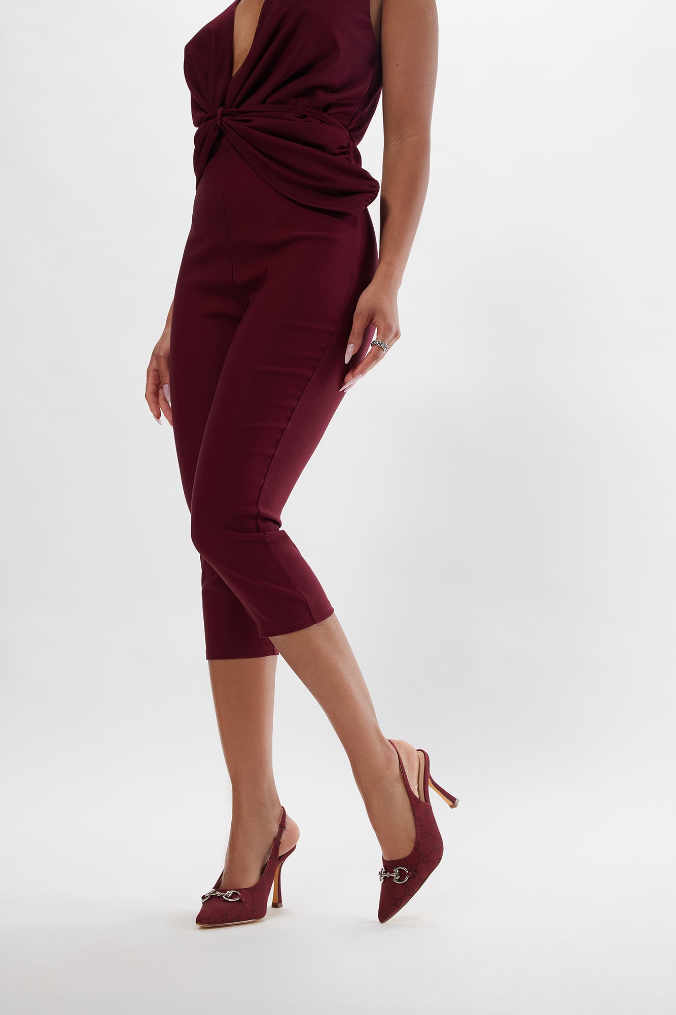 Via Slingback Stiletto Pumps - Burgundy - Image 4