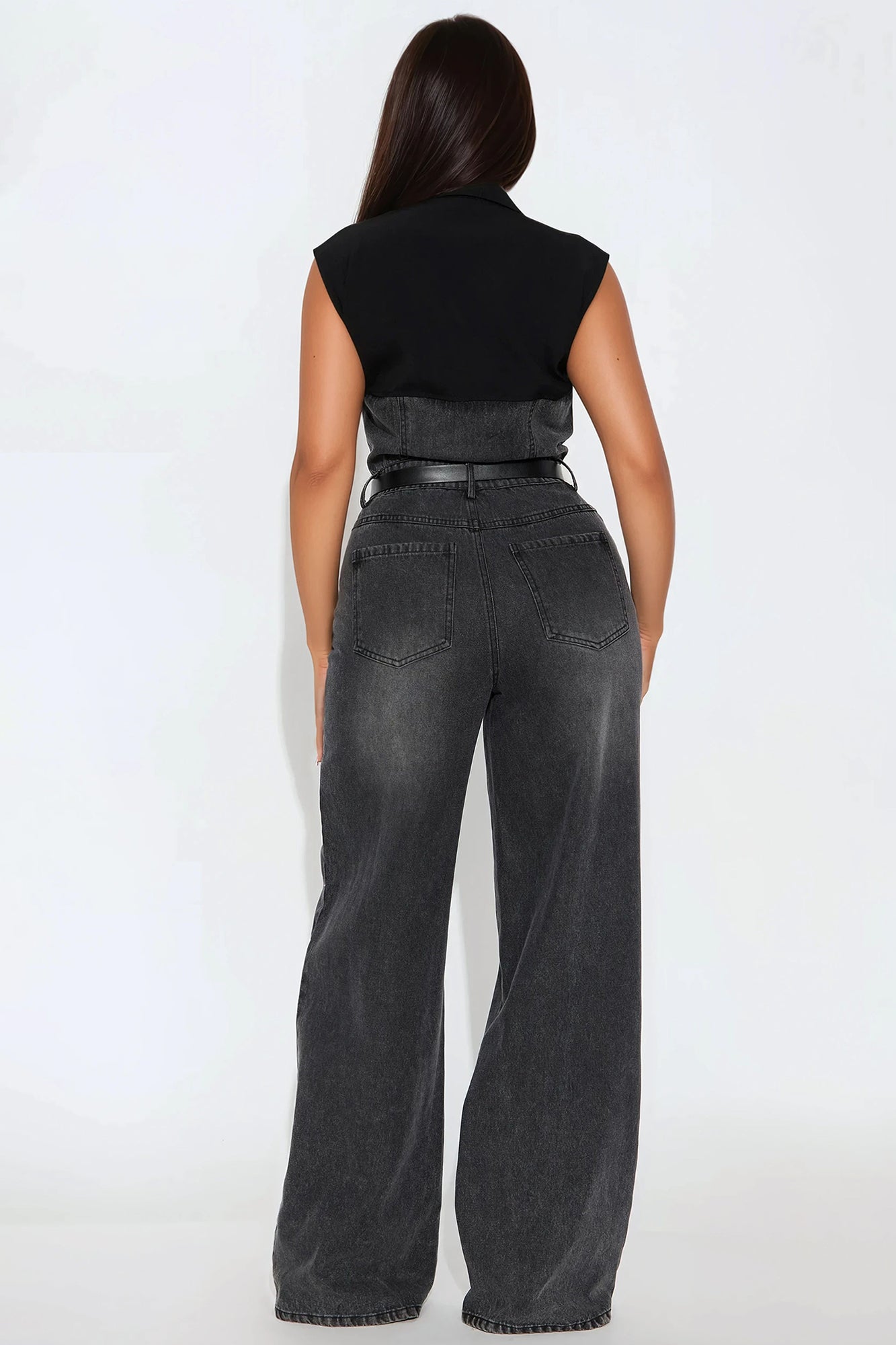 Double Identity Denim Jumpsuit - Black Wash - Image 3