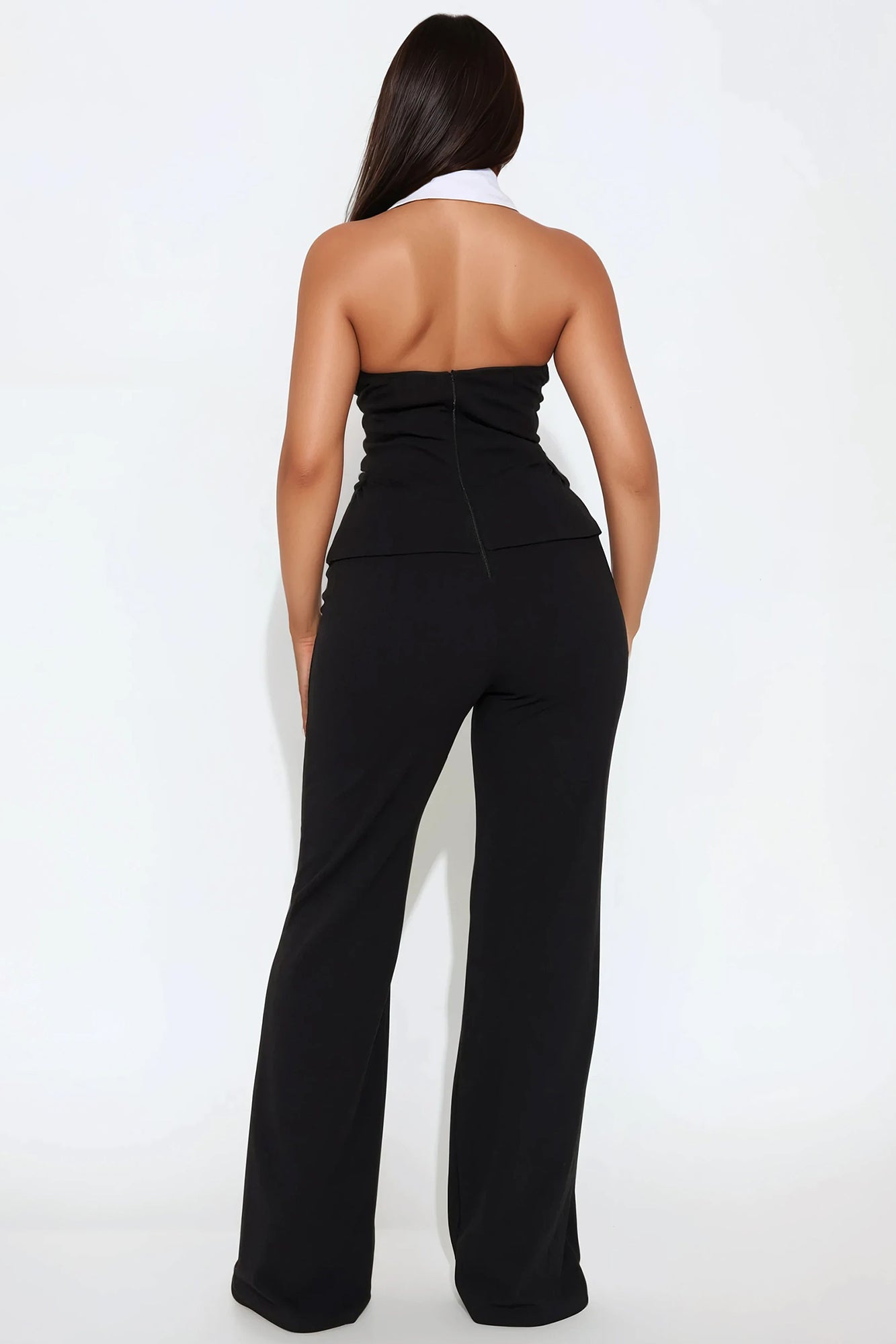 Leah Flare Leg Crepe Jumpsuit - Black - Image 3