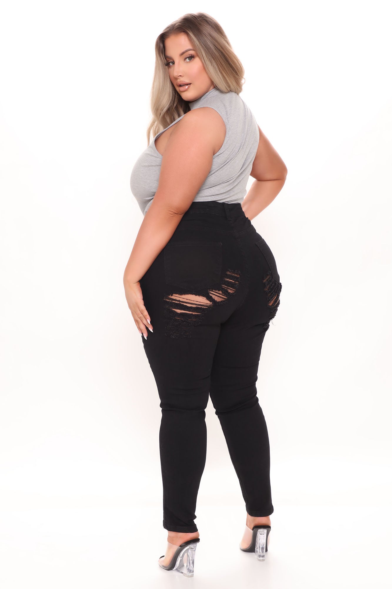 All The Booty Ripped Skinny Jeans - Black - Image 15