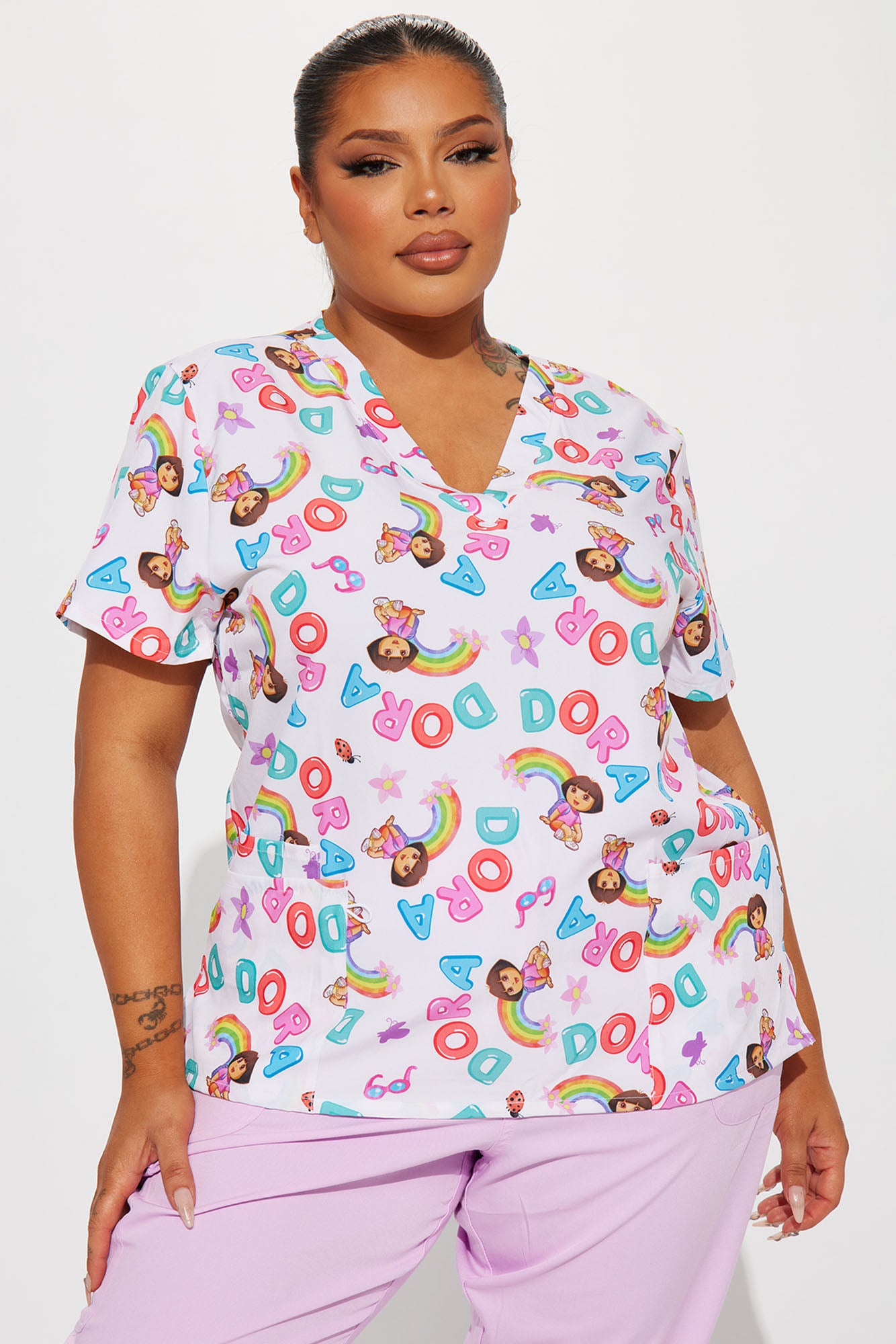 Finding Rainbows Dora The Explorer Uniform Scrub Top - White/combo - Image 4