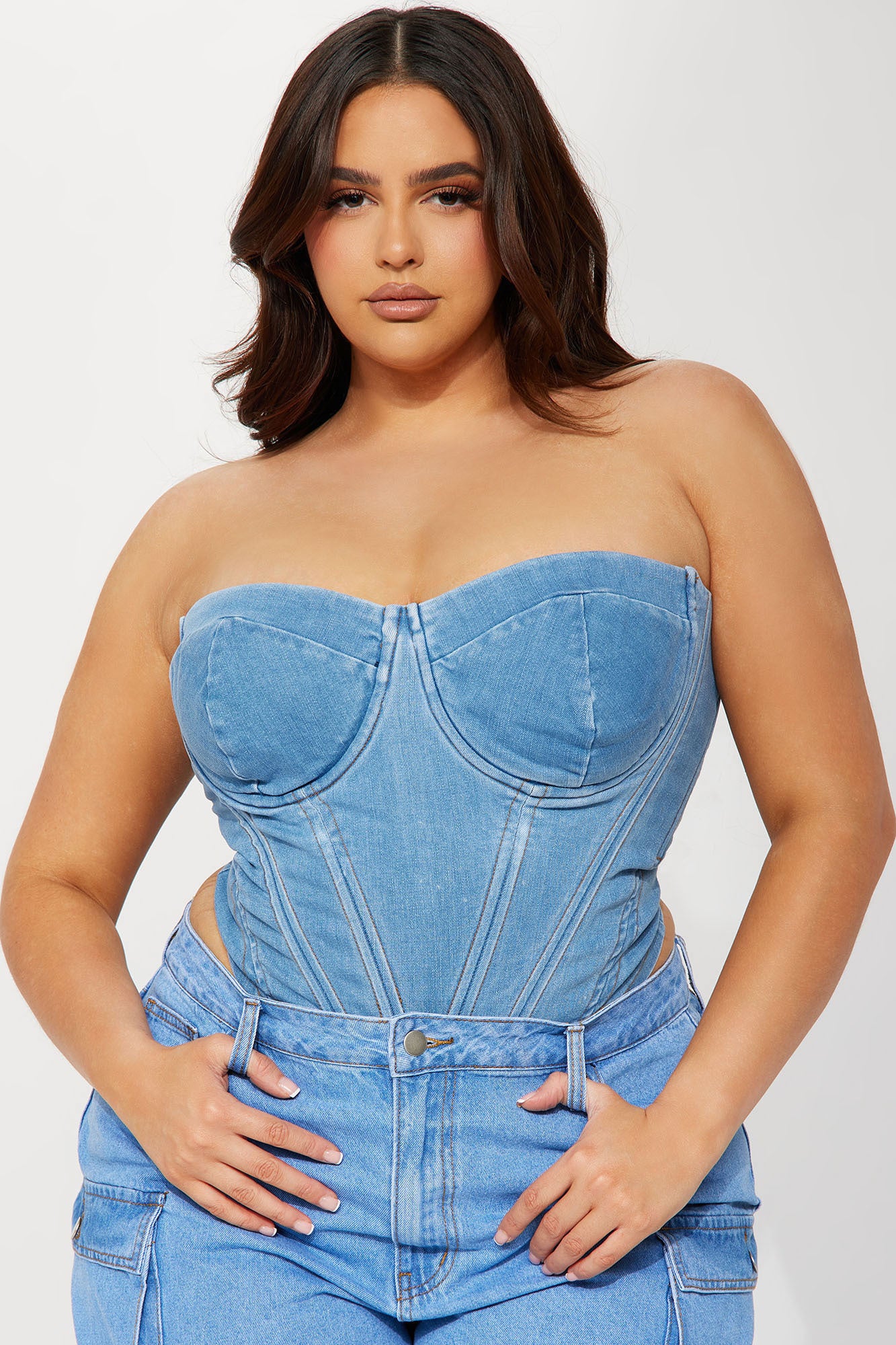 Bae For Tonight Denim Corset Top - Medium Wash - Image 6
