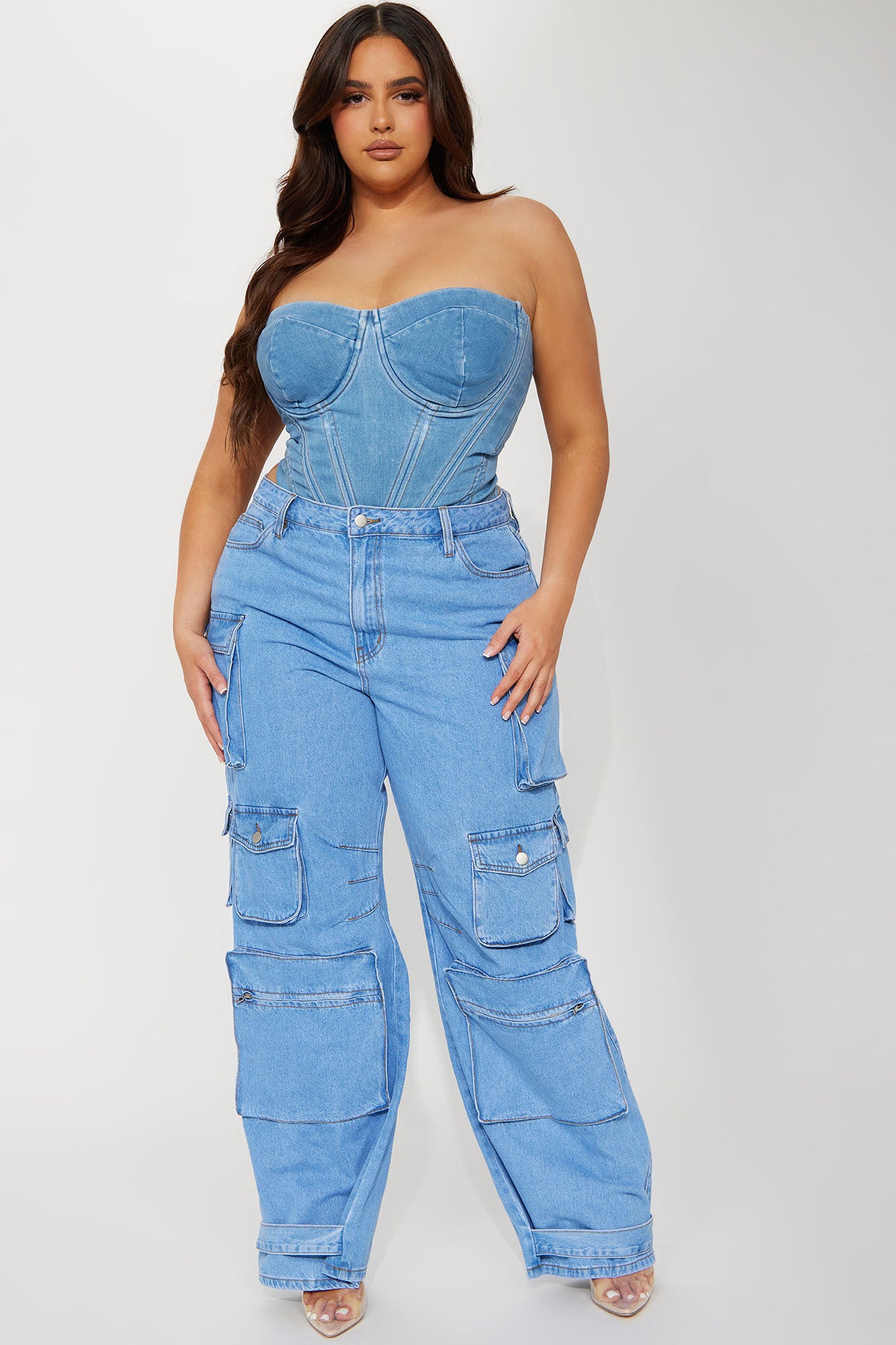 Bae For Tonight Denim Corset Top - Medium Wash - Image 8