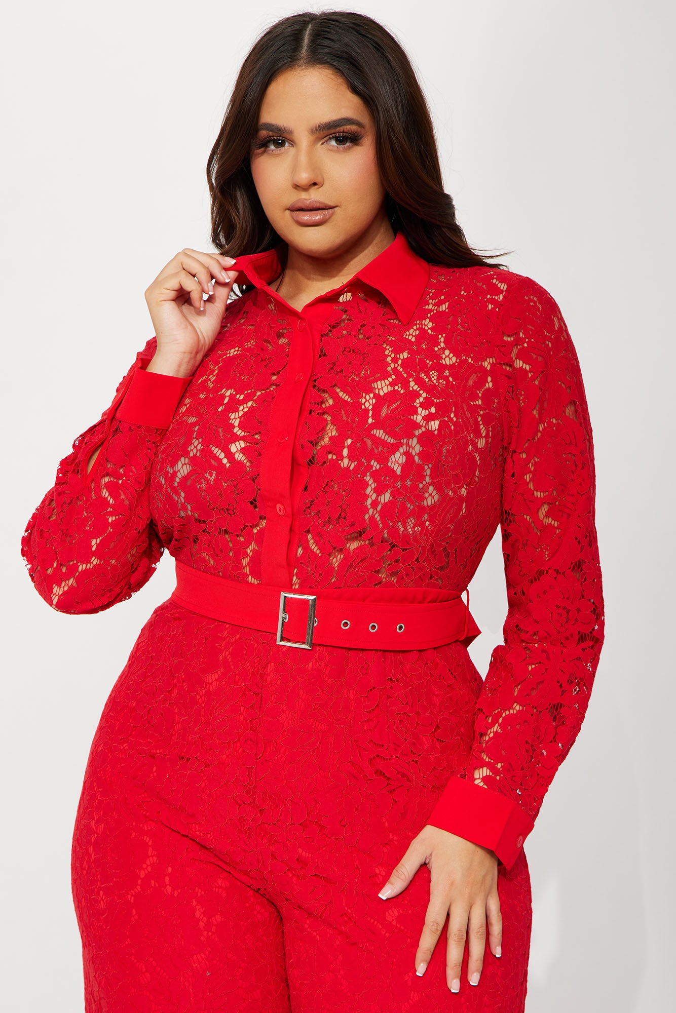 Perfect Night Lace Jumpsuit - Red - Image 5