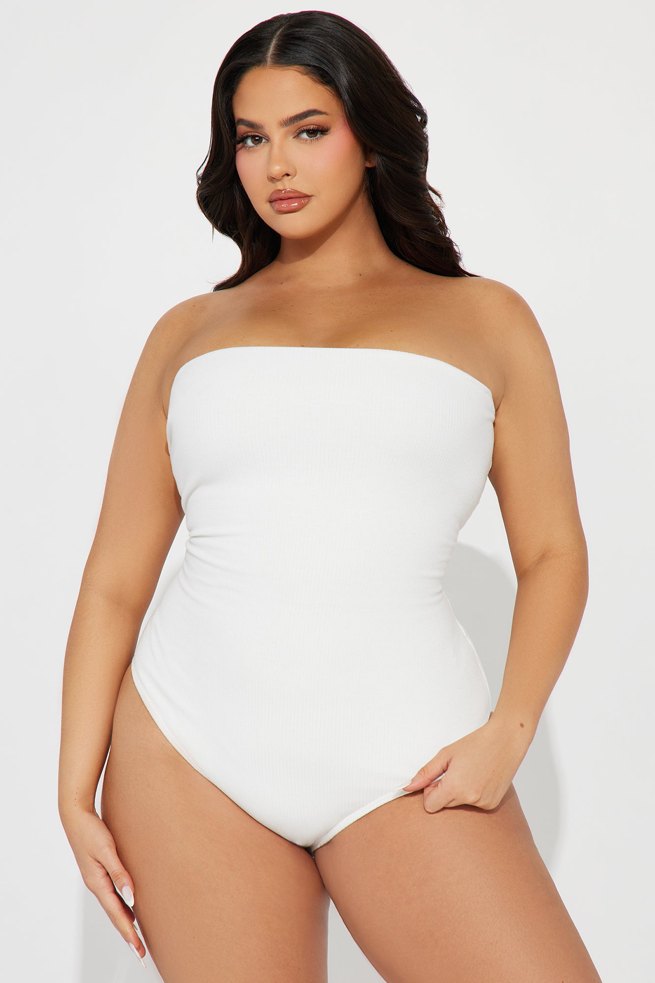Demi Double Lined Tube Bodysuit - White - Image 5