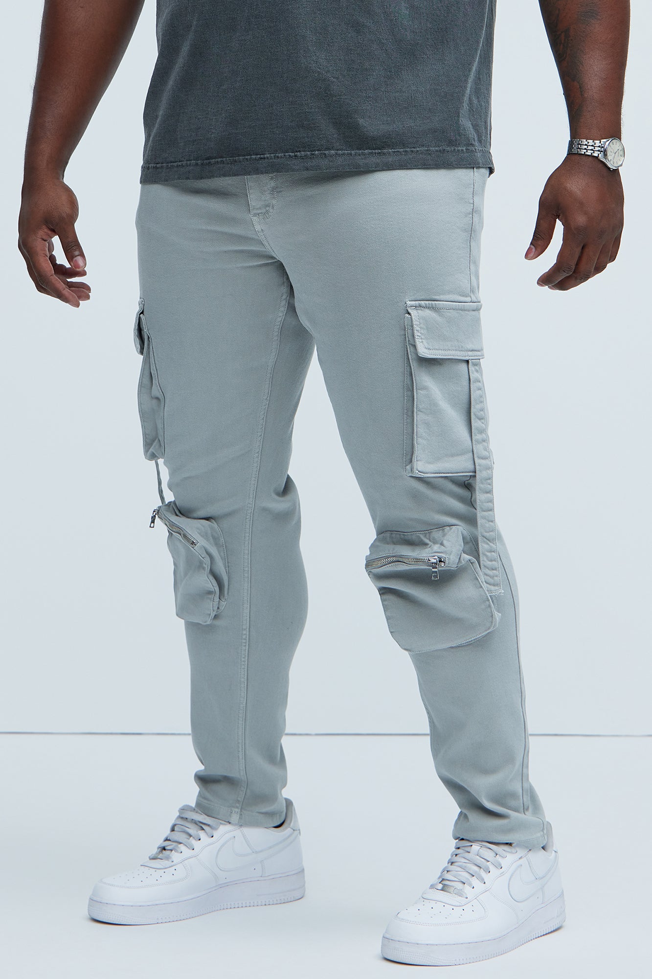 Bradford Skinny Cargo Pants - Grey - Image 5