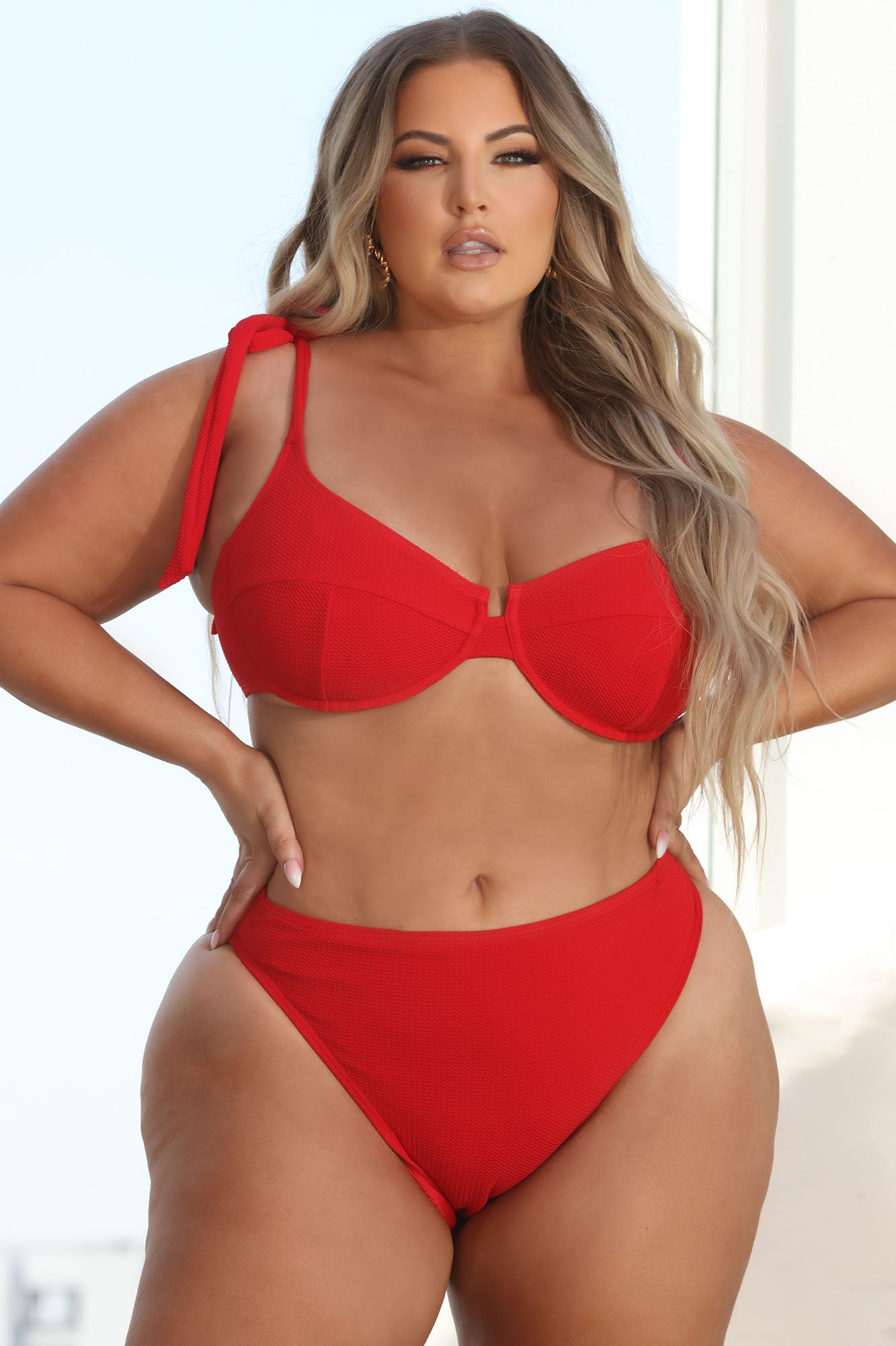 Relaxing All Summer Underwire 2 Piece Bikini - Red - Image 6
