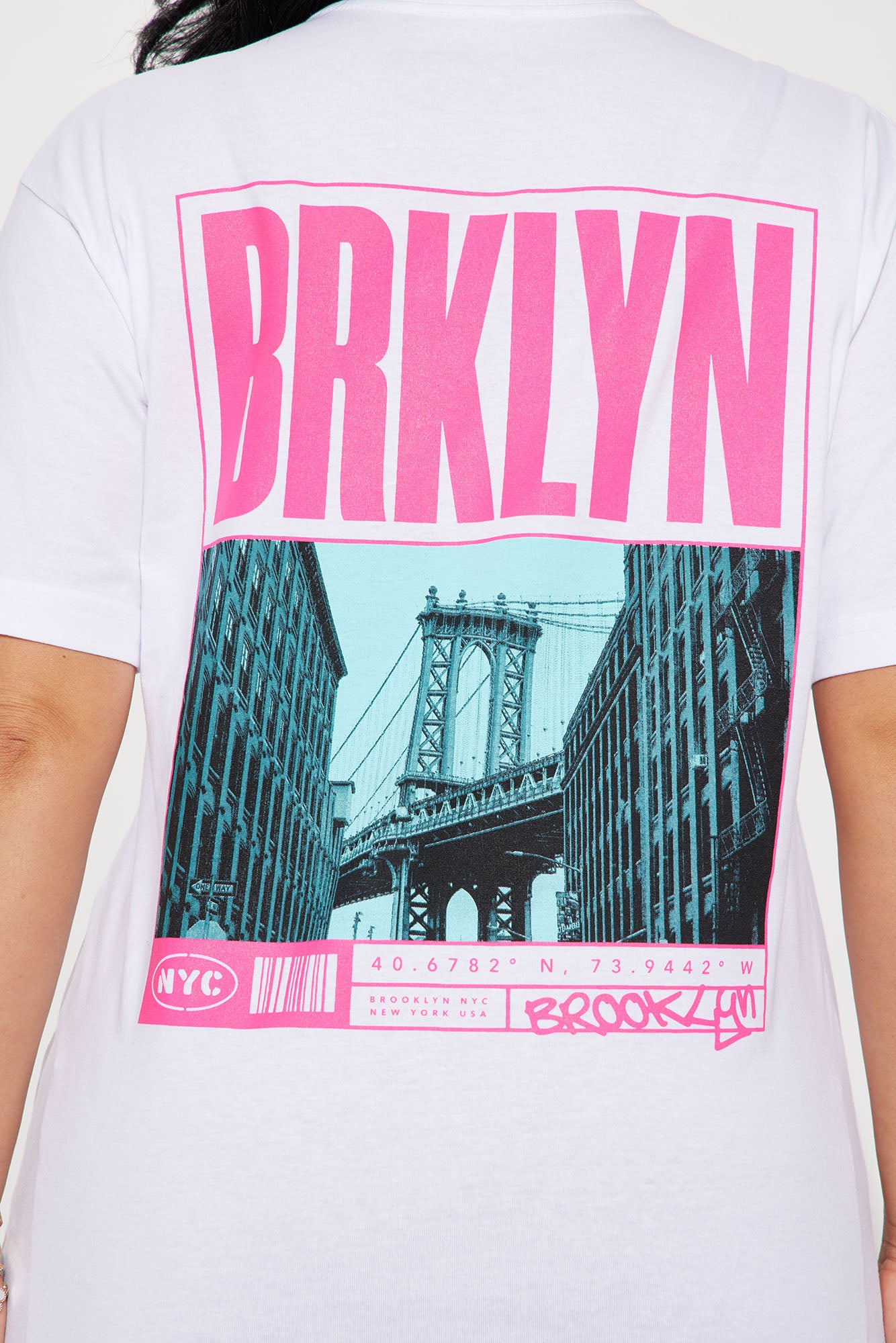 Brooklyn Front And Back Graphic Tee - White - Image 4