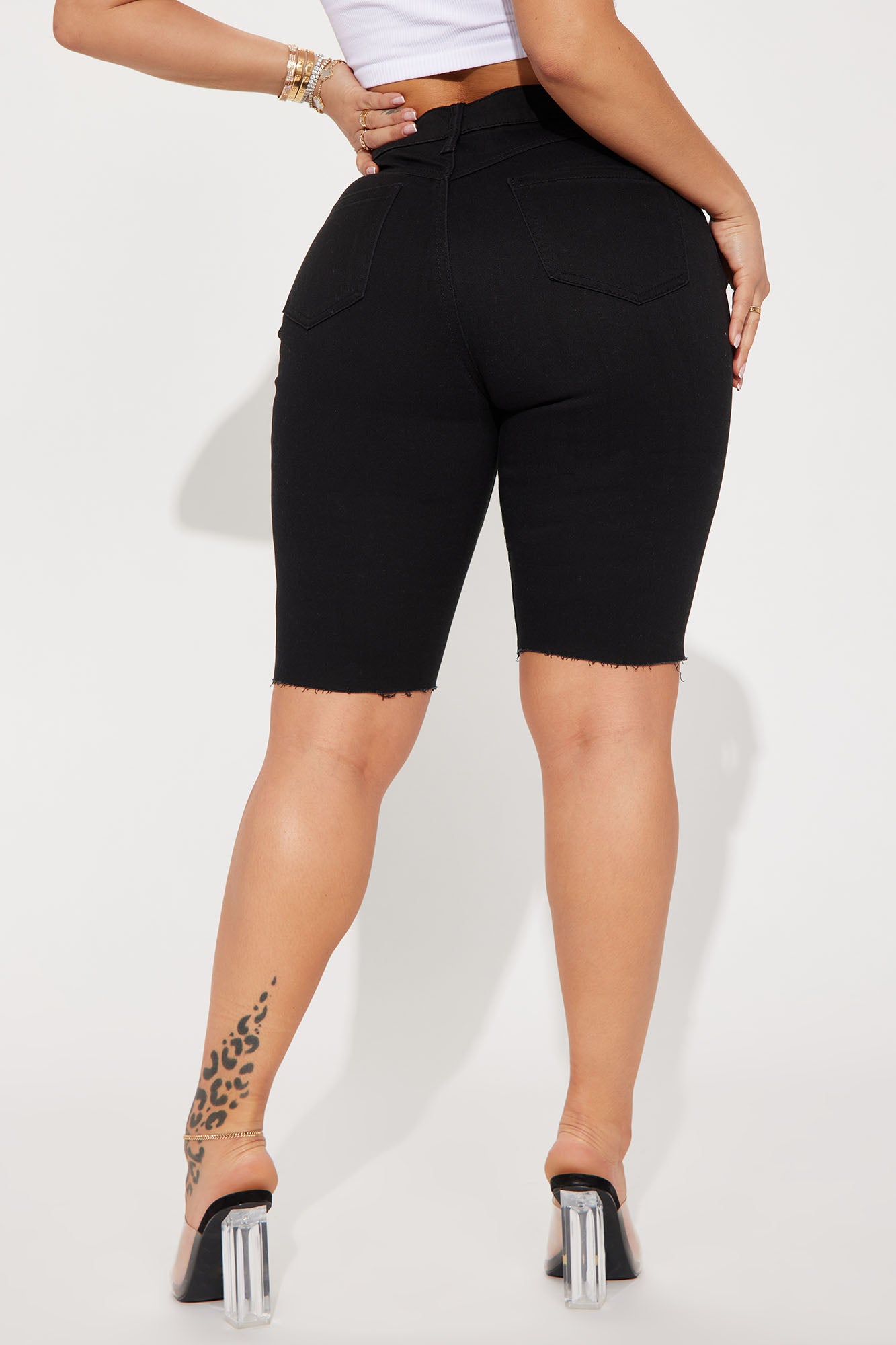 Feeling Lucky Stretch Denim Bermuda Shorts - Black - Image 3