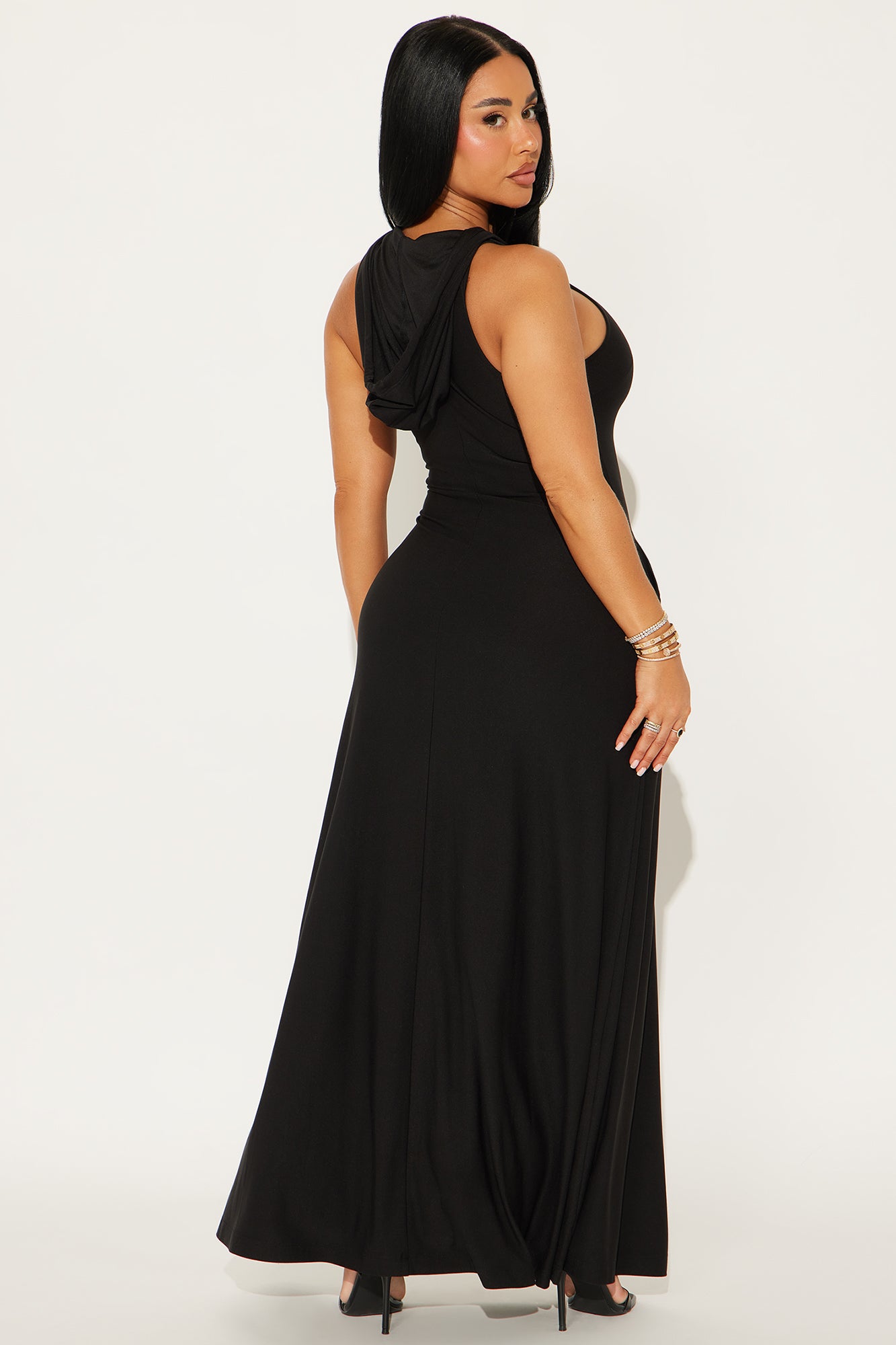 Alexis Hooded Maxi Dress - Black - Image 3