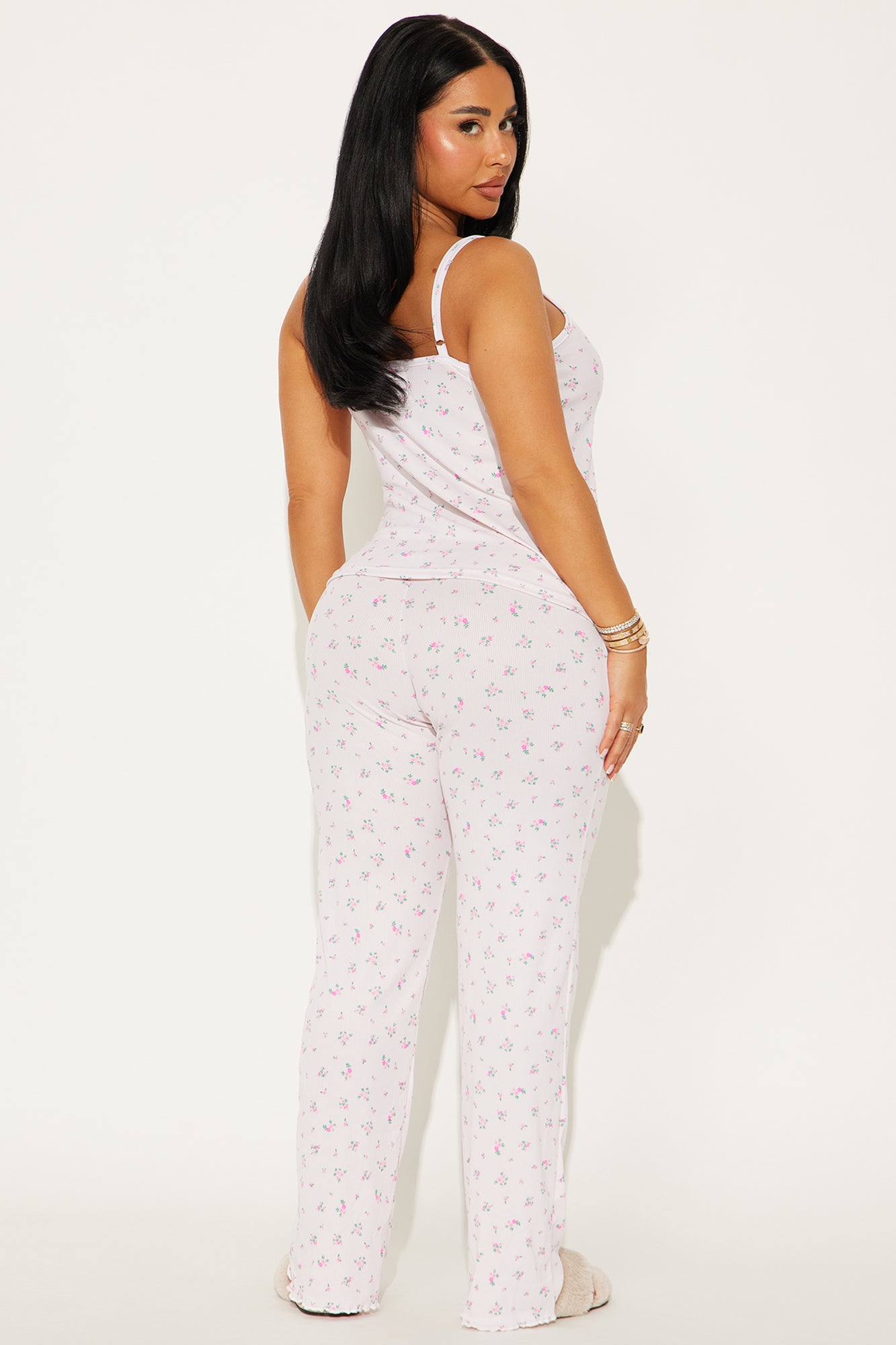 Blooming Bouquet Ribbed Cami PJ Pant Set - Pink - Image 3