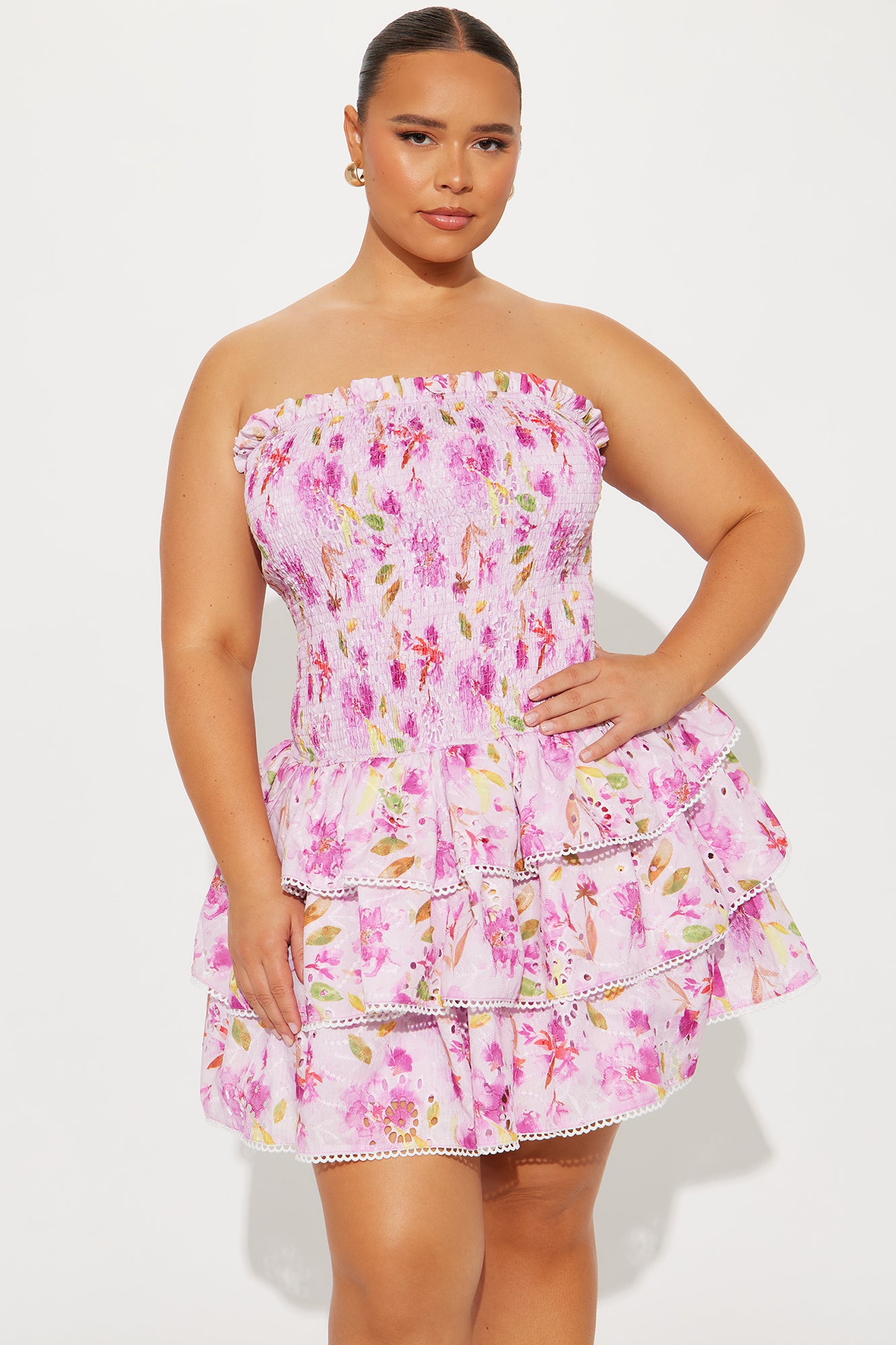 Mileah Floral Eyelet Mini Dress - Orchid - Image 5