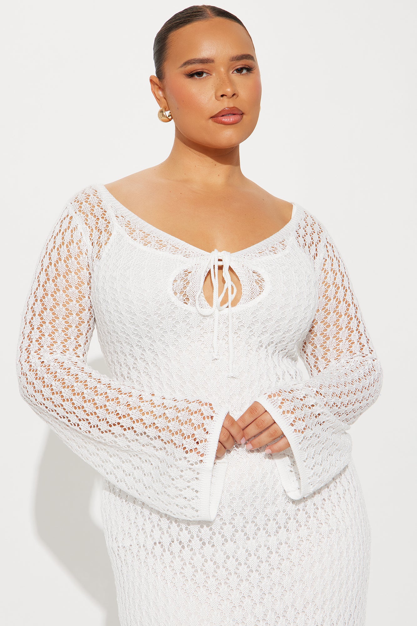 Joanna Crochet Midi Dress - White - Image 5