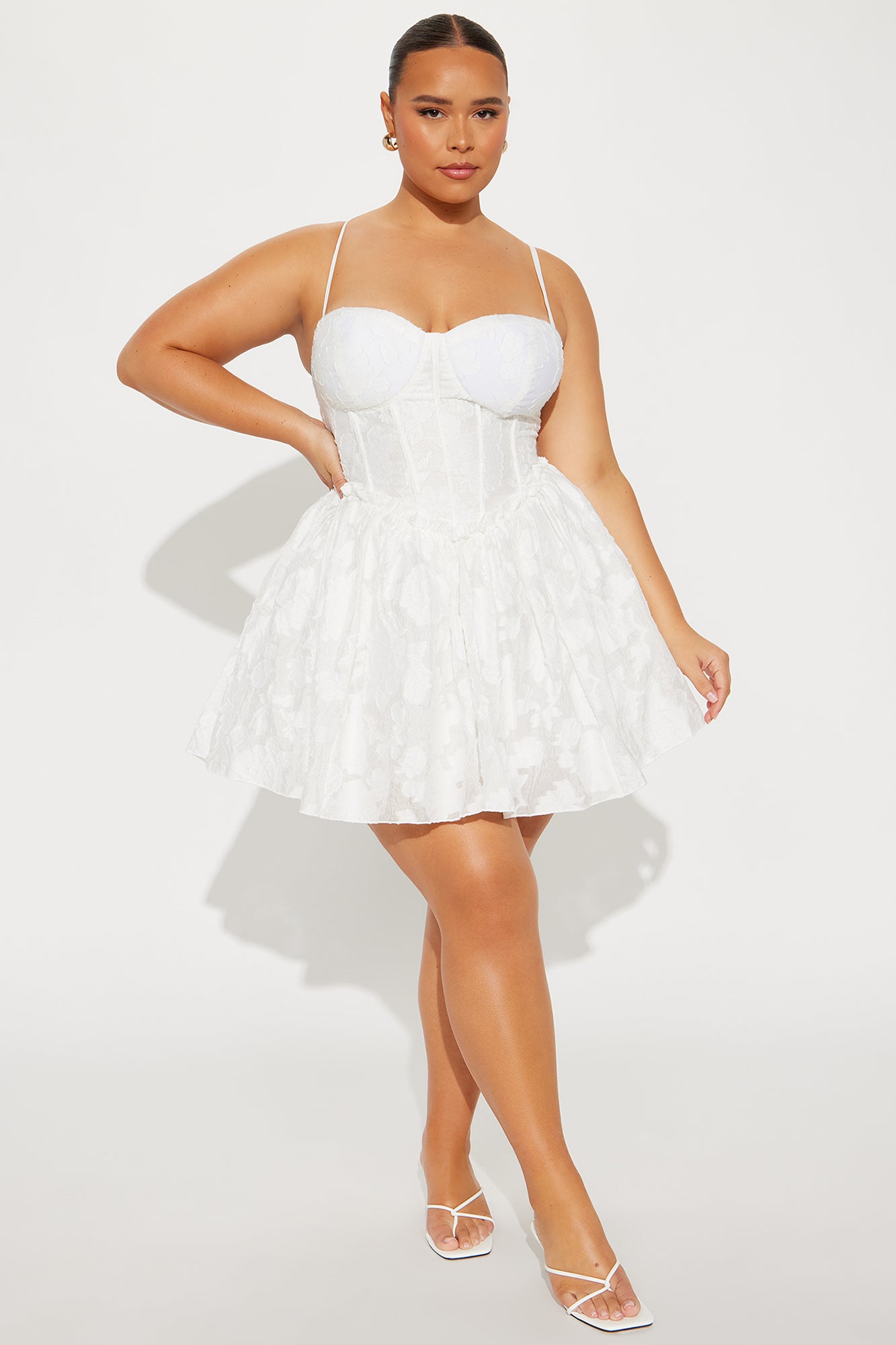 Blissful Moments Jacquard Mini Dress - White - Image 4
