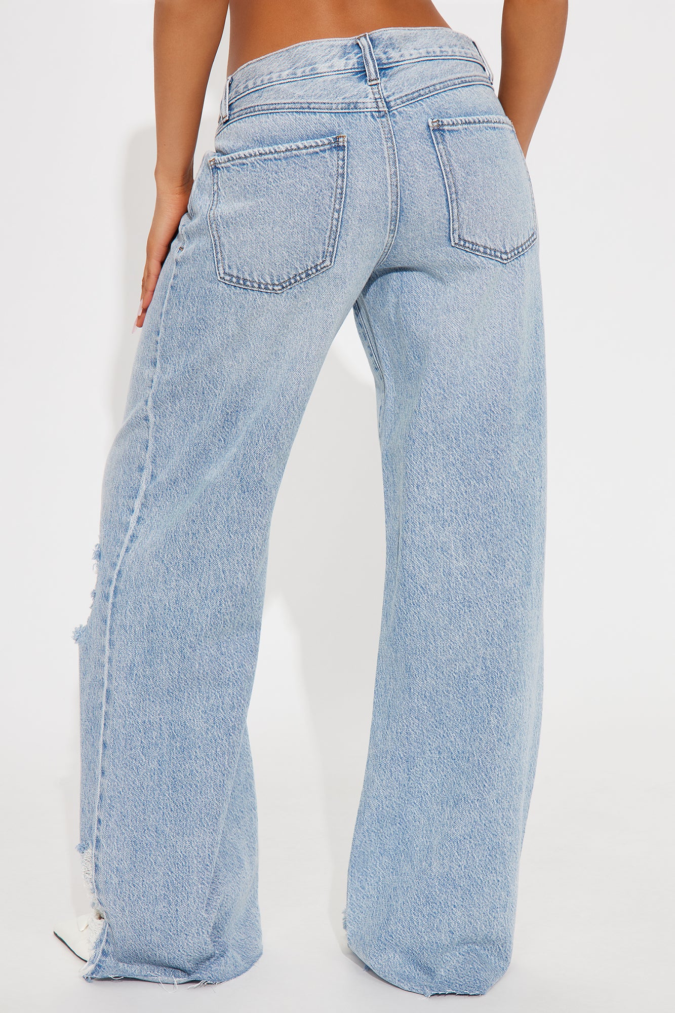 Kavita Non Stretch Low Rise Ripped Flare Jean - Medium Wash - Image 3