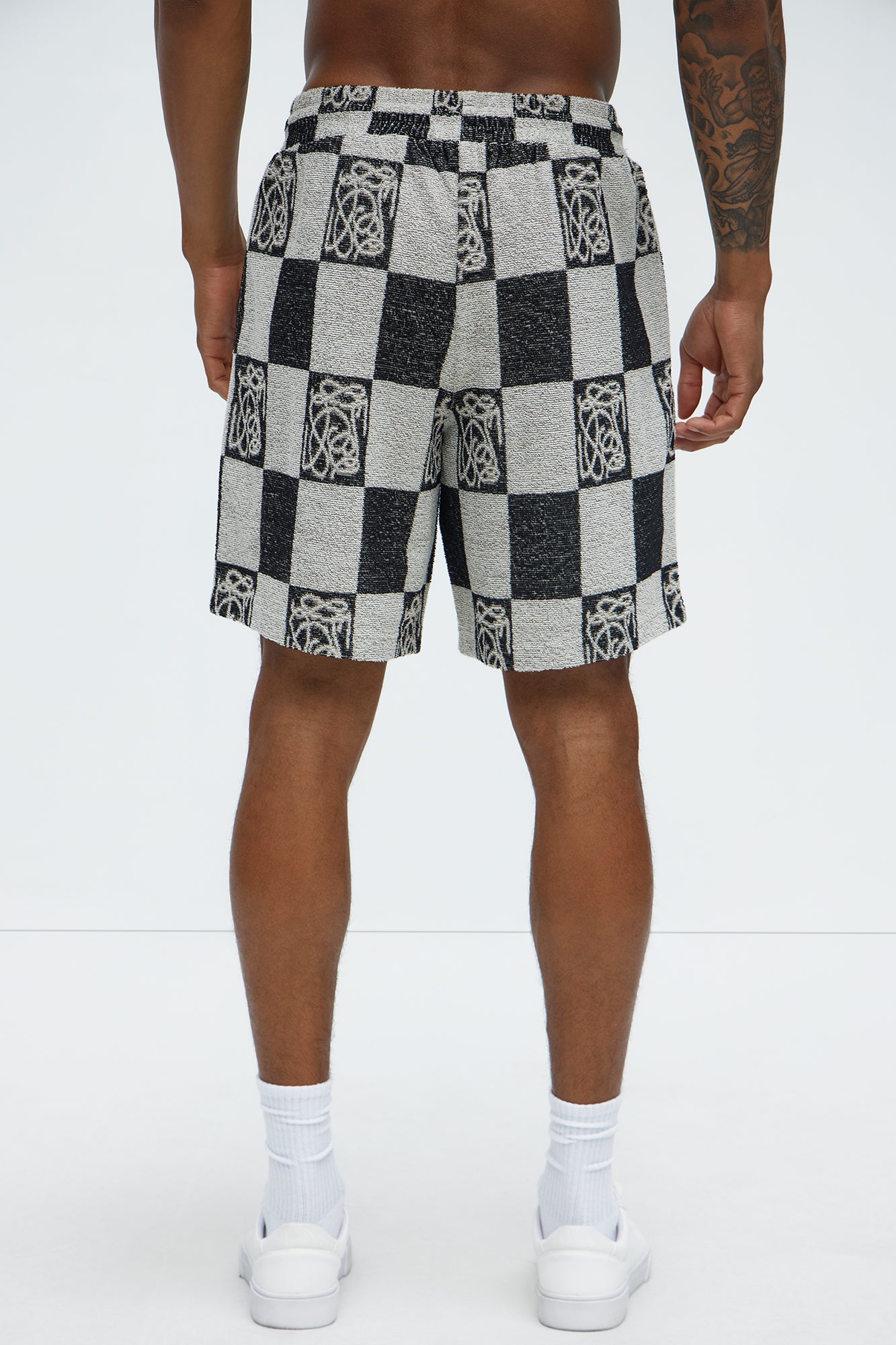 Checkered Relaxed Shorts - Black/combo - Image 4
