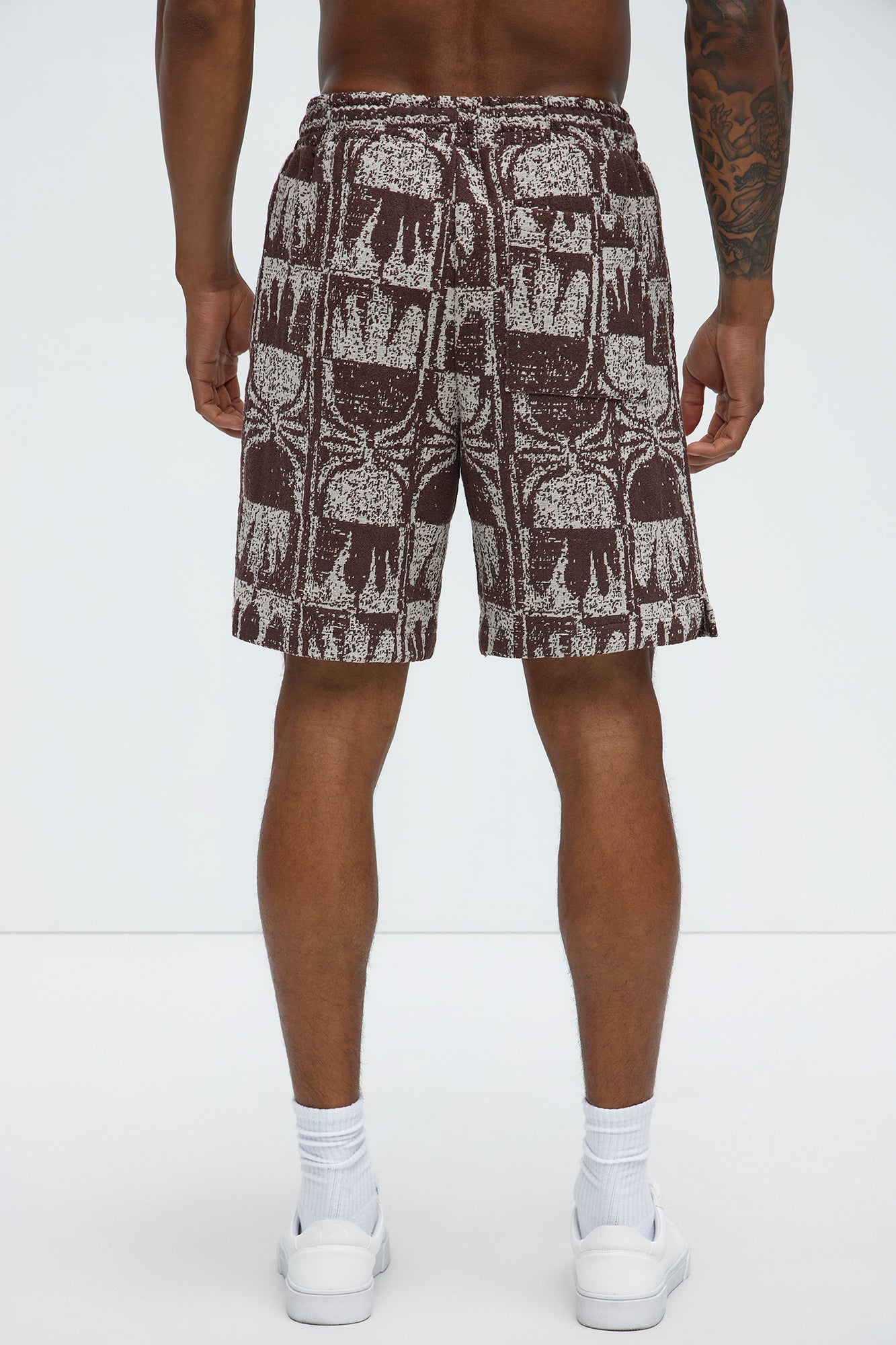 Tribal Pattern Relaxed Shorts - Brown/combo - Image 4
