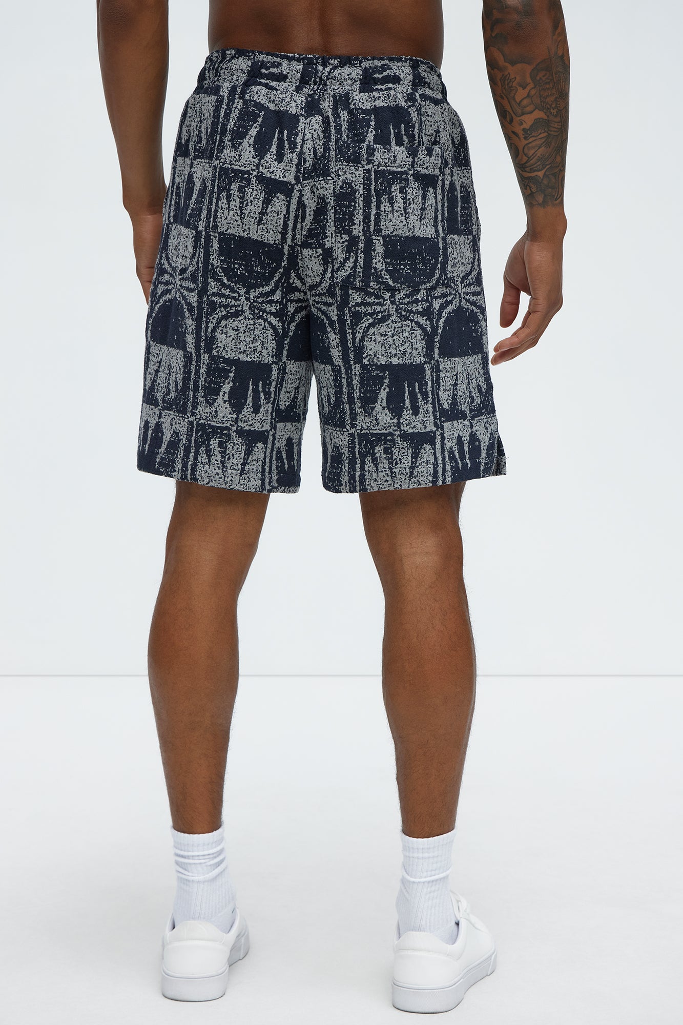 Tribal Pattern Relaxed Shorts - Navy/combo - Image 4