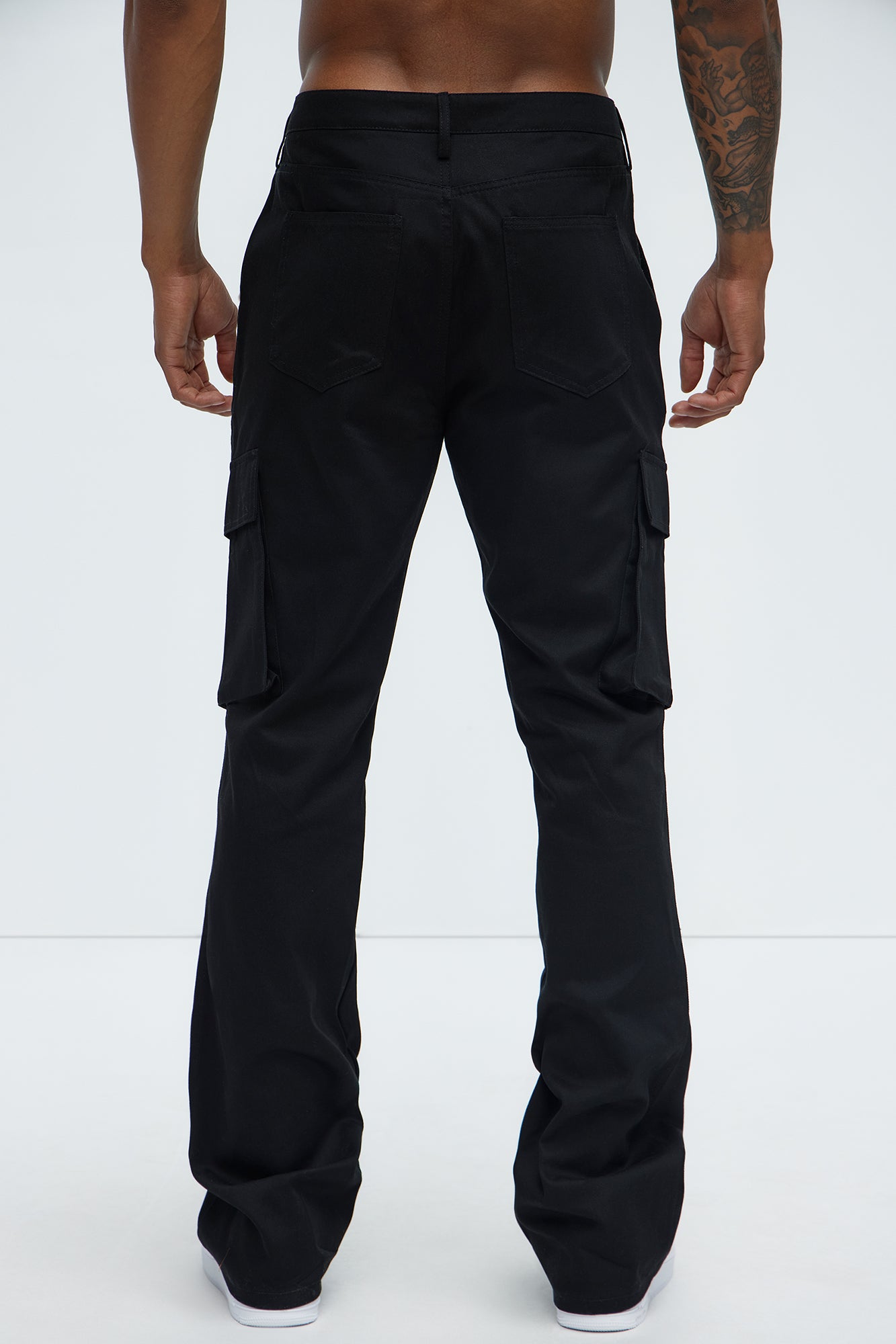 Double Up Stacked Slim Cargo Pants - Black - Image 5
