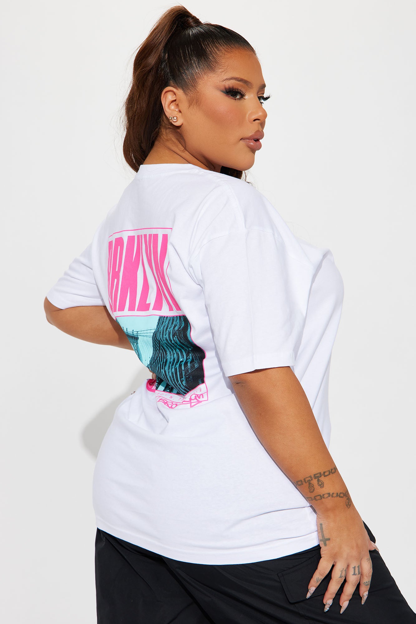Brooklyn Front And Back Graphic Tee - White - Image 5