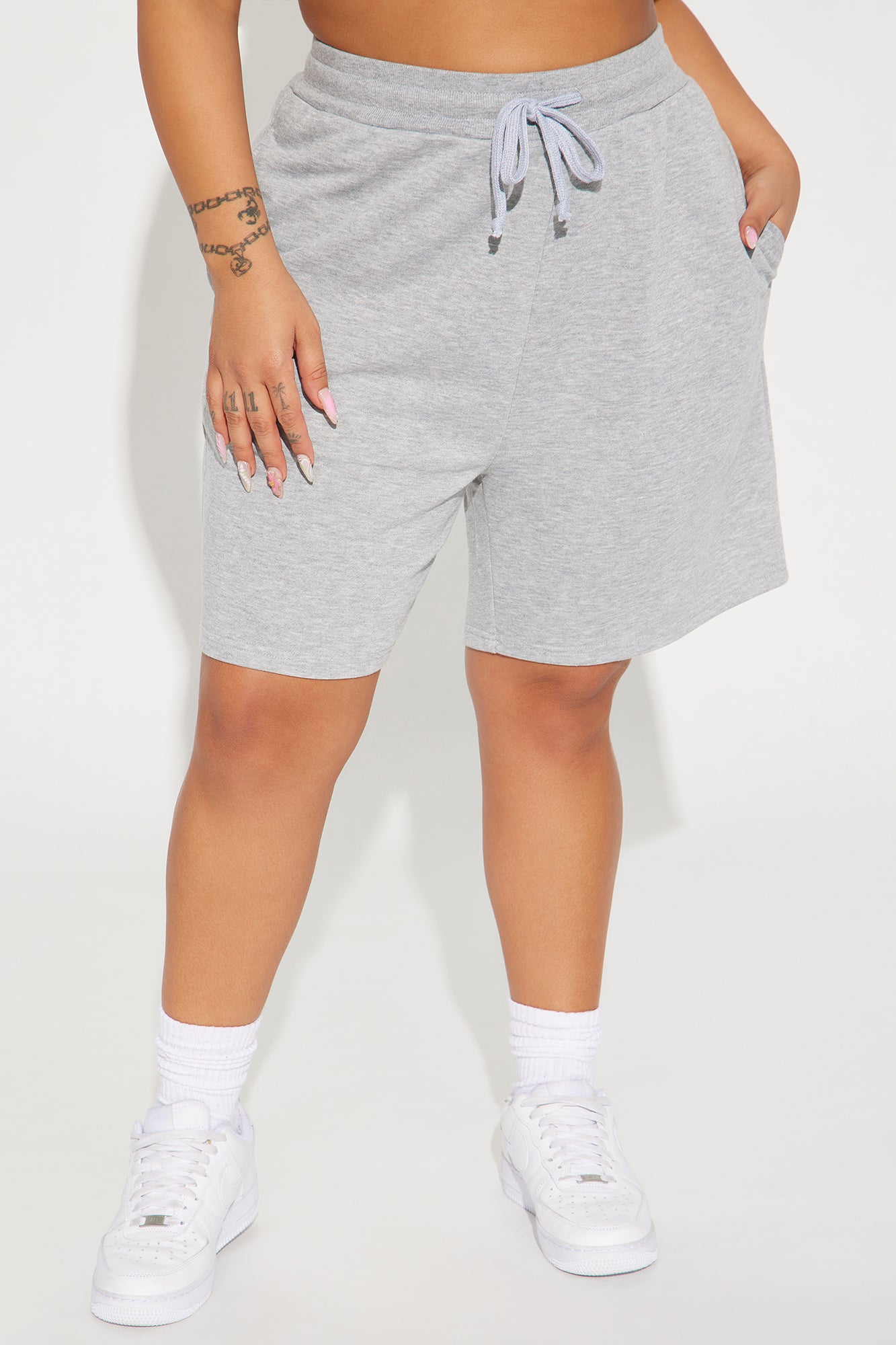 Here To Lounge Sweatshorts - Heather Grey - Image 6