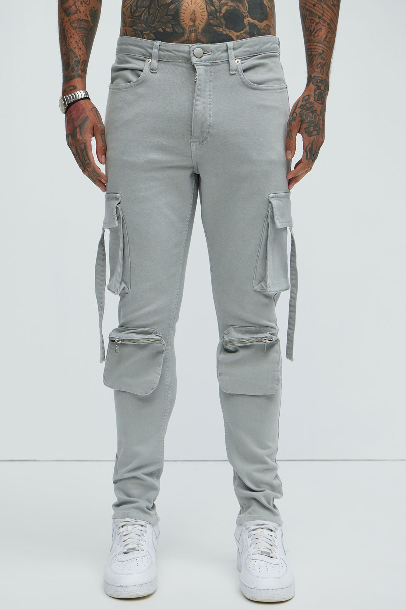 Bradford Skinny Cargo Pants - Grey - Image 3