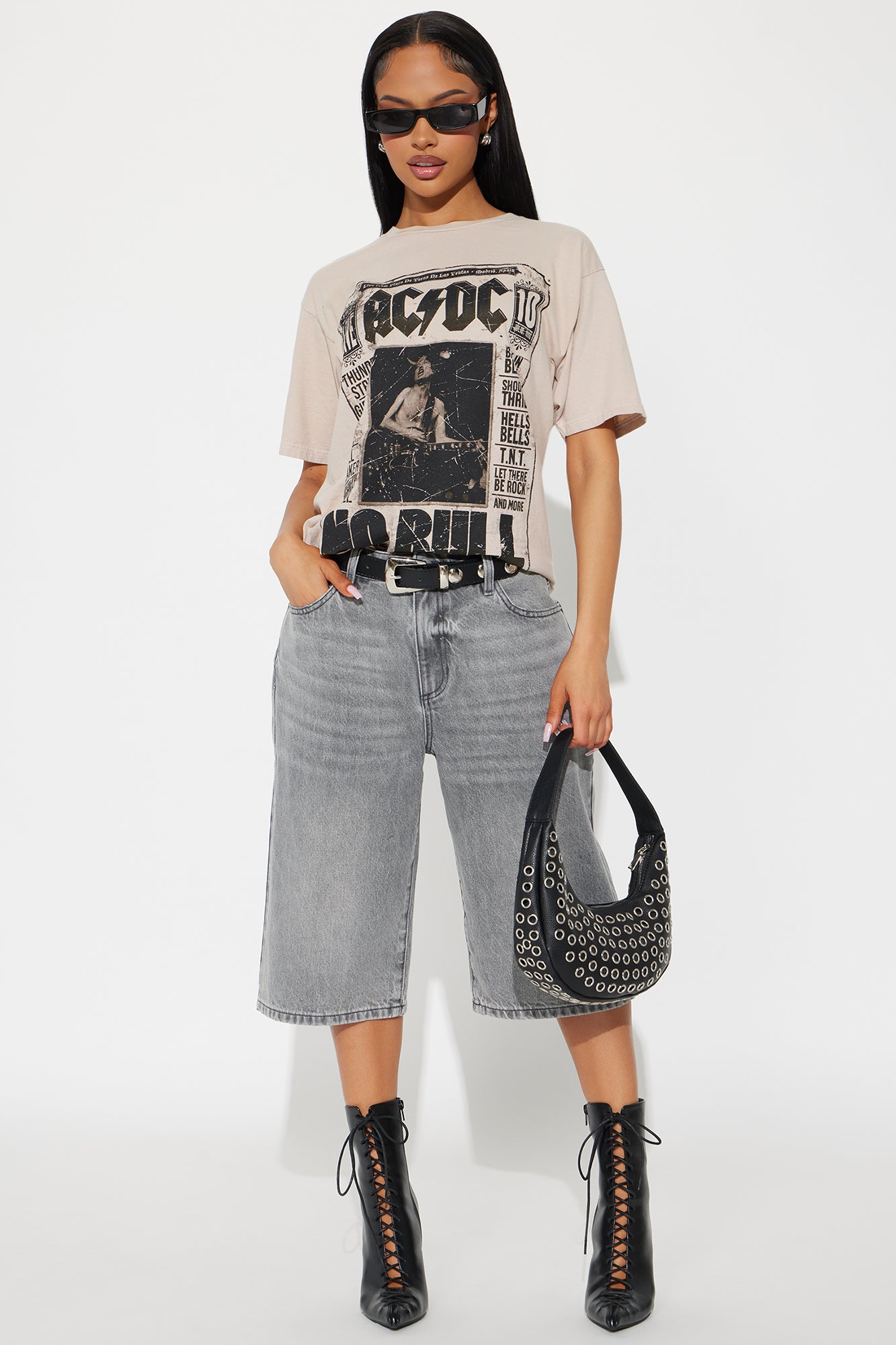 ACDC No Bull LIVE Washed Oversized Tee - Grey - Image 3