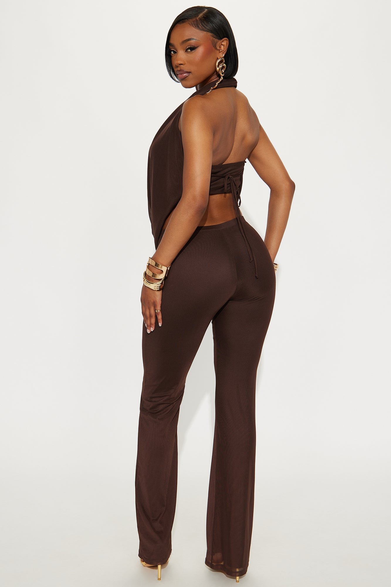 Make It Yours Mesh 3 Piece Pant Set - Chocolate - Image 3