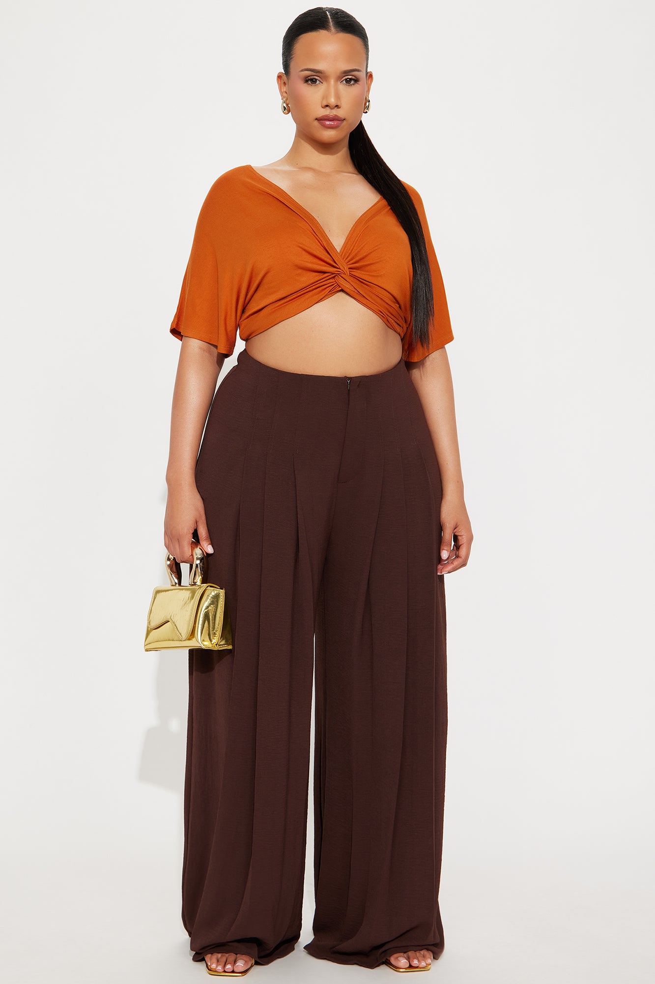 Lynette Twist Front Short Sleeve Top - Rust - Image 5