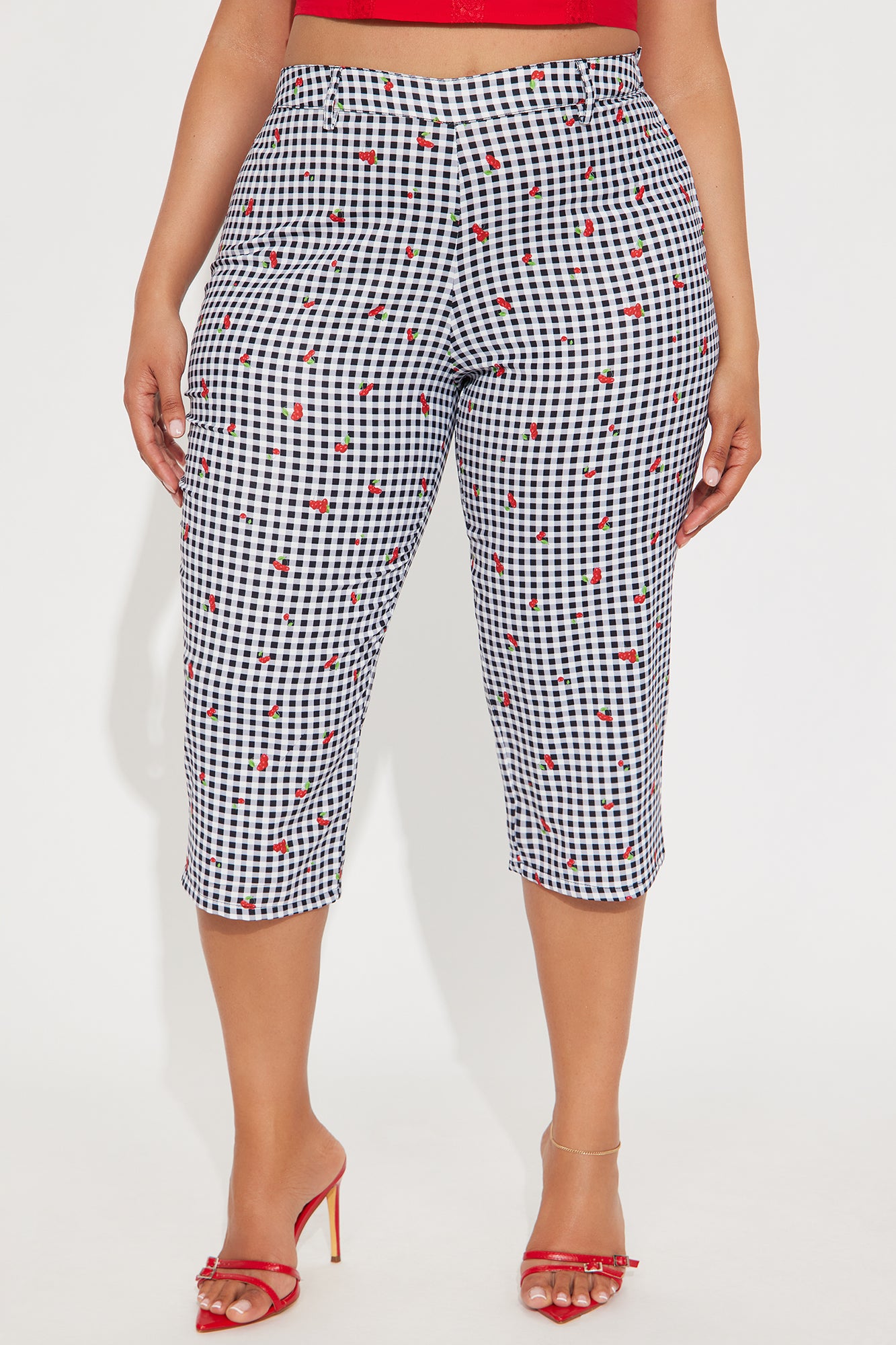 Cherry Love Gingham Capri Pant - Black/combo - Image 5
