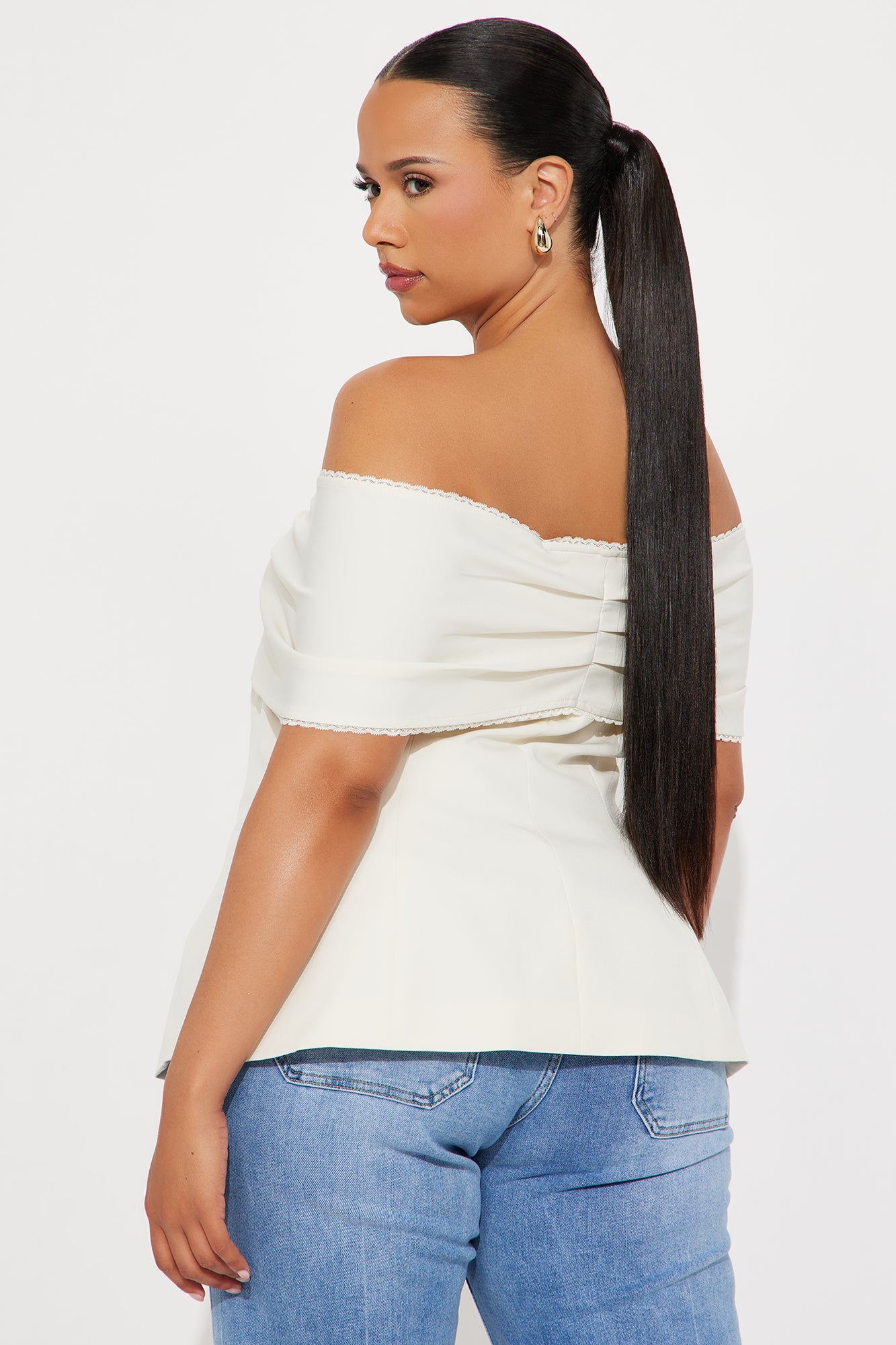 Perfectly Wrapped Off Shoulder Top - Ivory - Image 6
