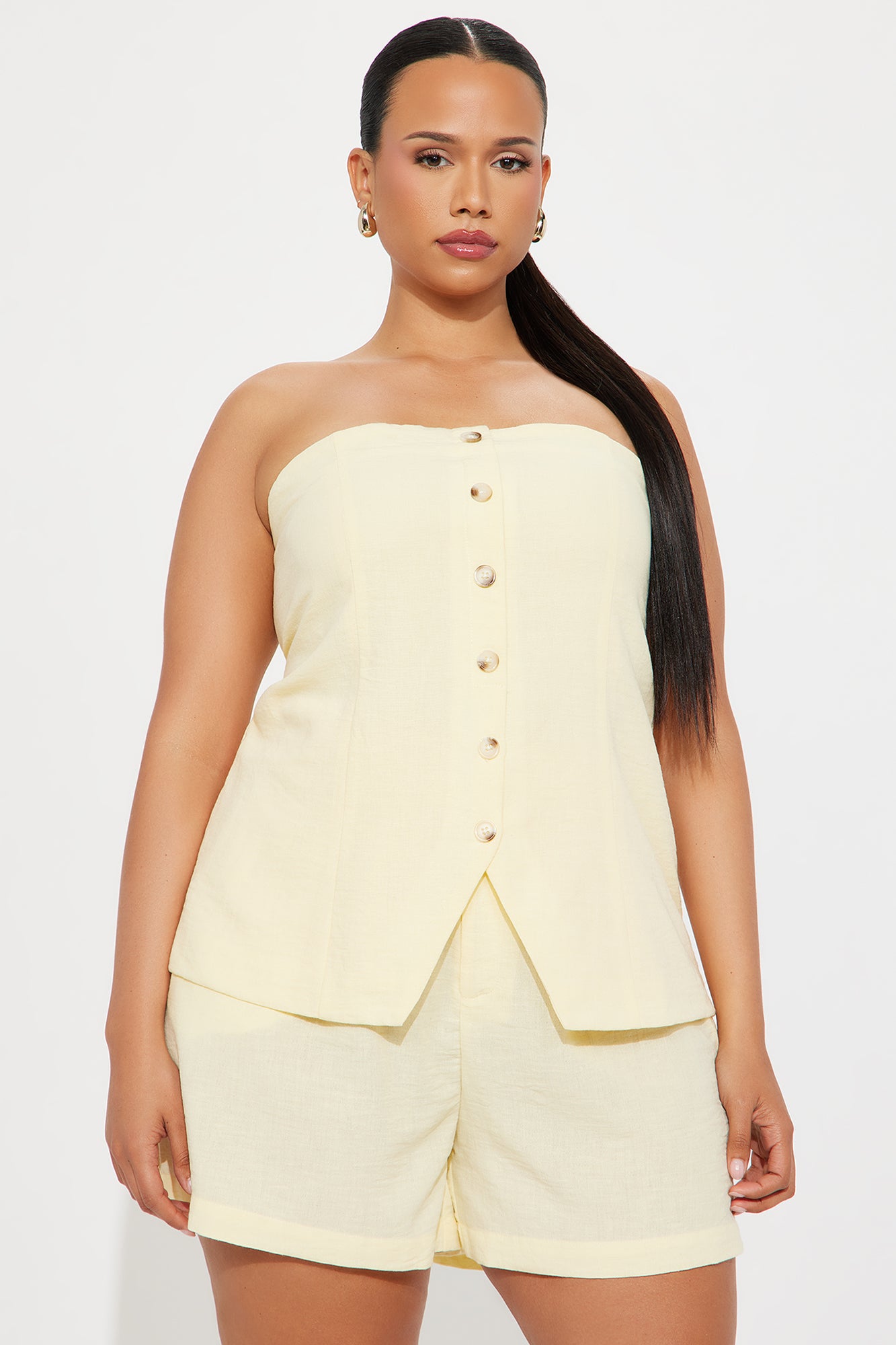 Korina Linen Short Set - Butter Yellow - Image 4