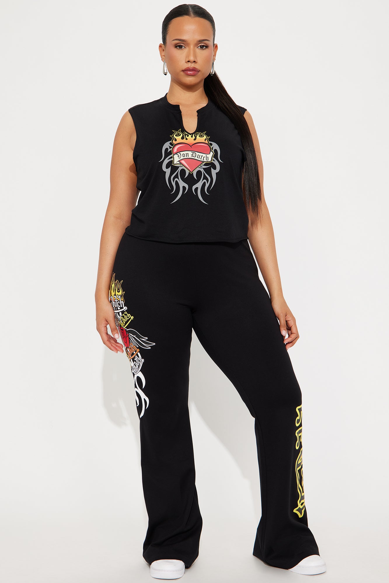 Von Dutch Fiery Heart Flared Pant - Black - Image 6