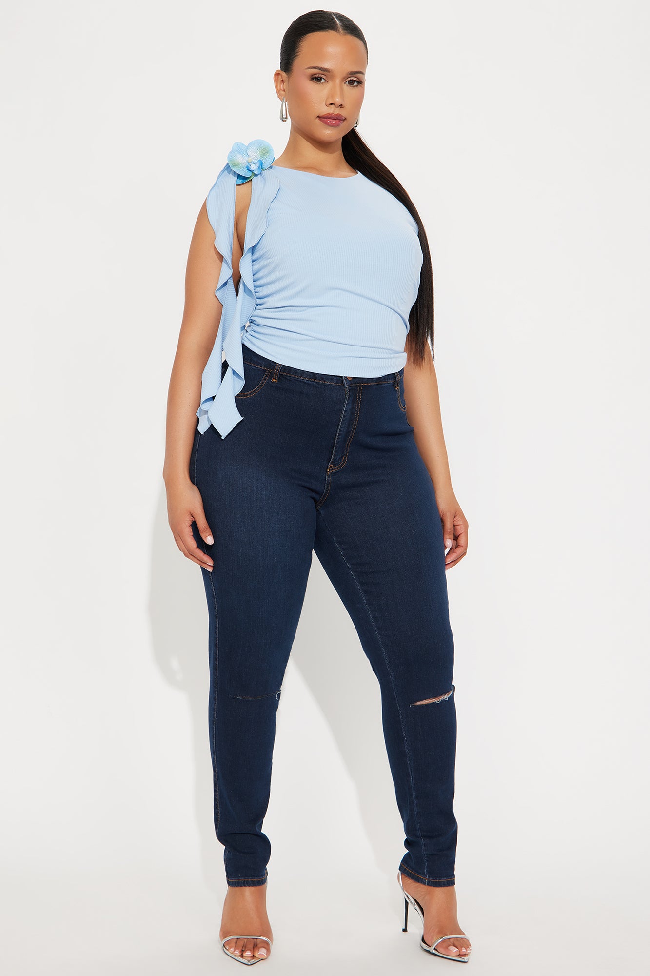 Tide Pool Ribbed Tank Top - Blue - Image 5