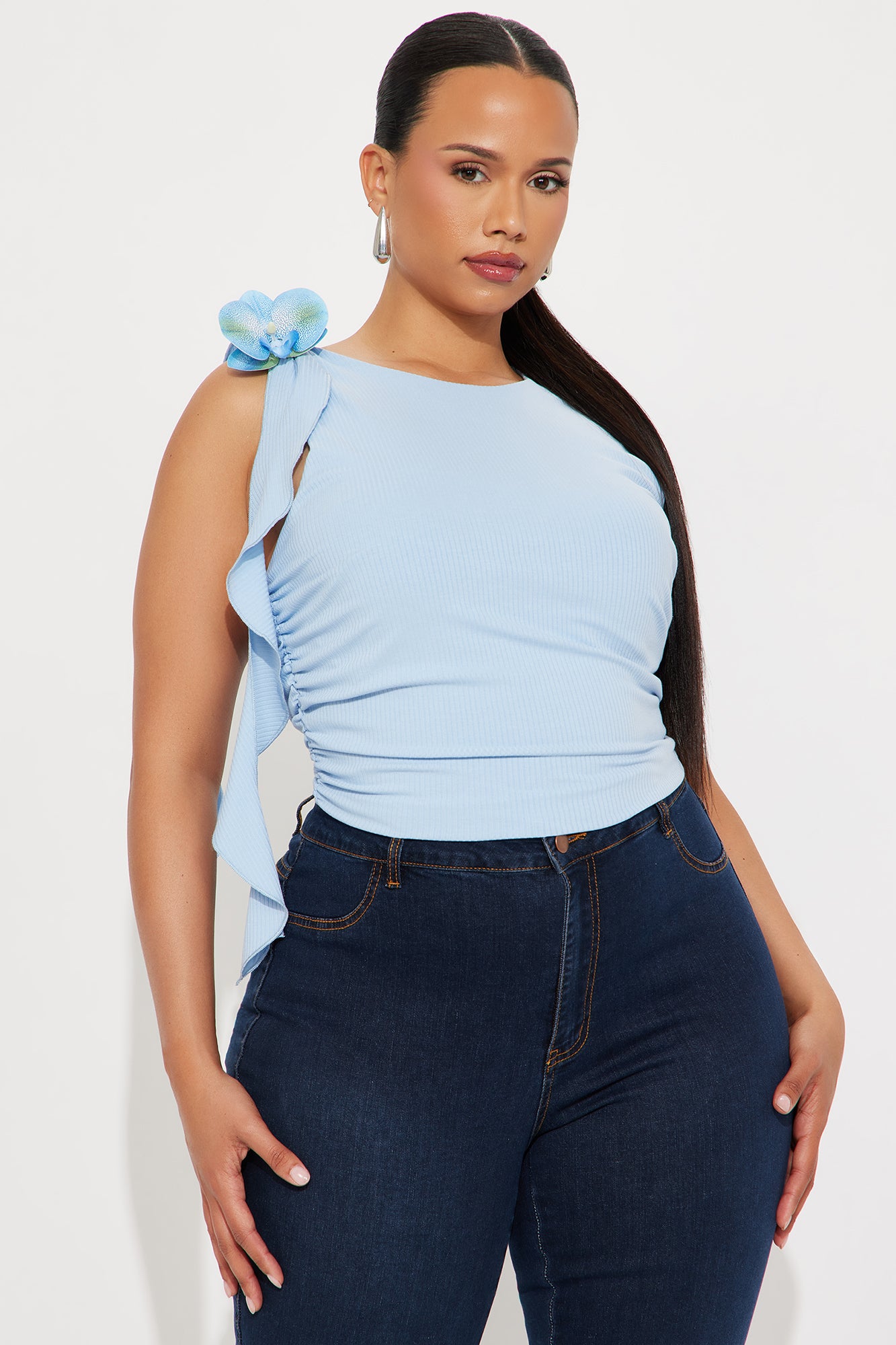 Tide Pool Ribbed Tank Top - Blue - Image 4