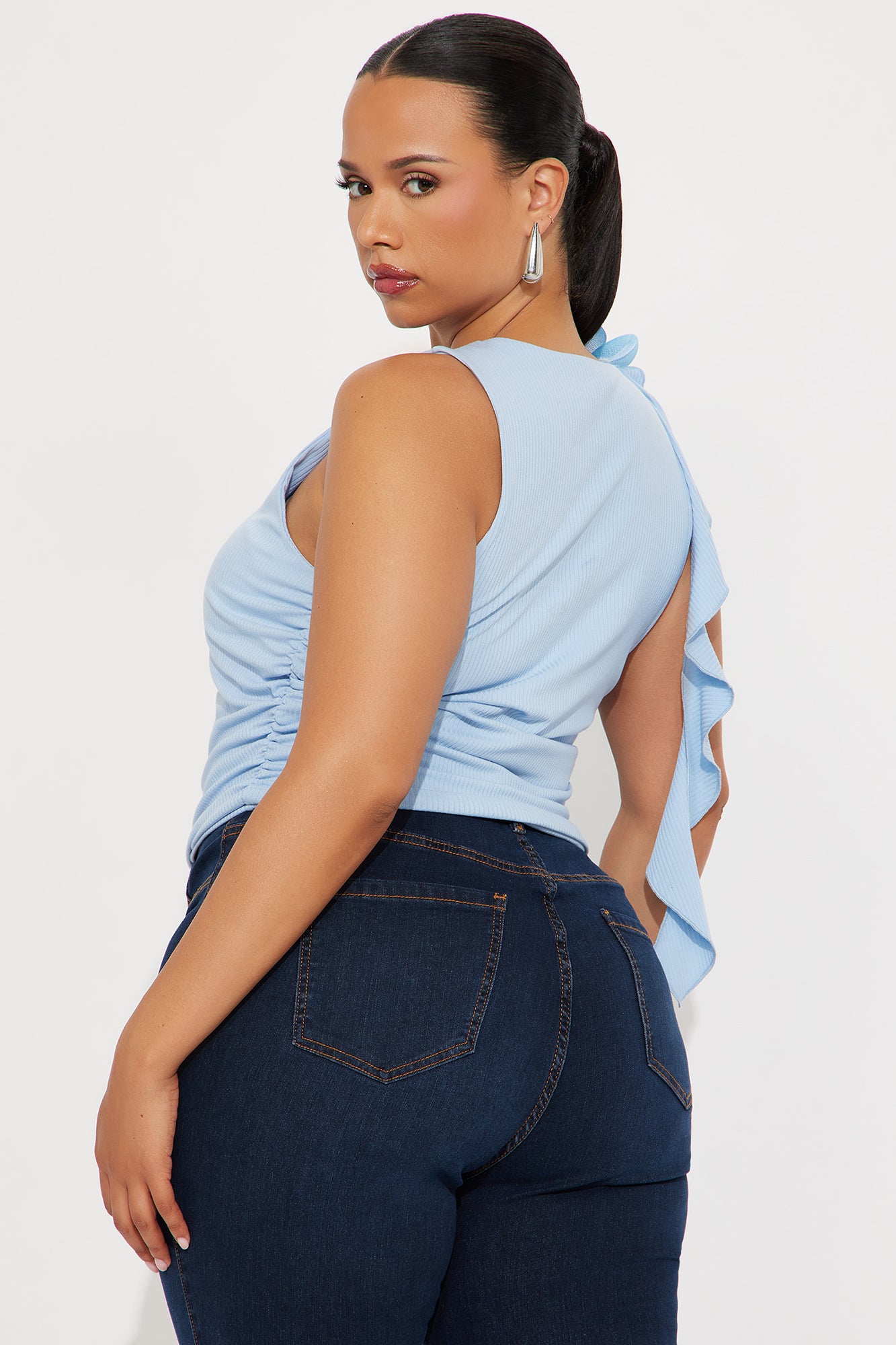 Tide Pool Ribbed Tank Top - Blue - Image 6