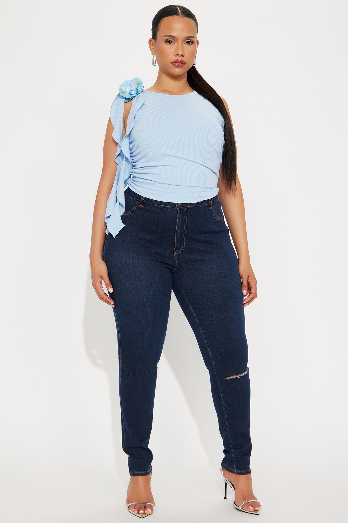 Tide Pool Ribbed Tank Top - Blue - Image 7