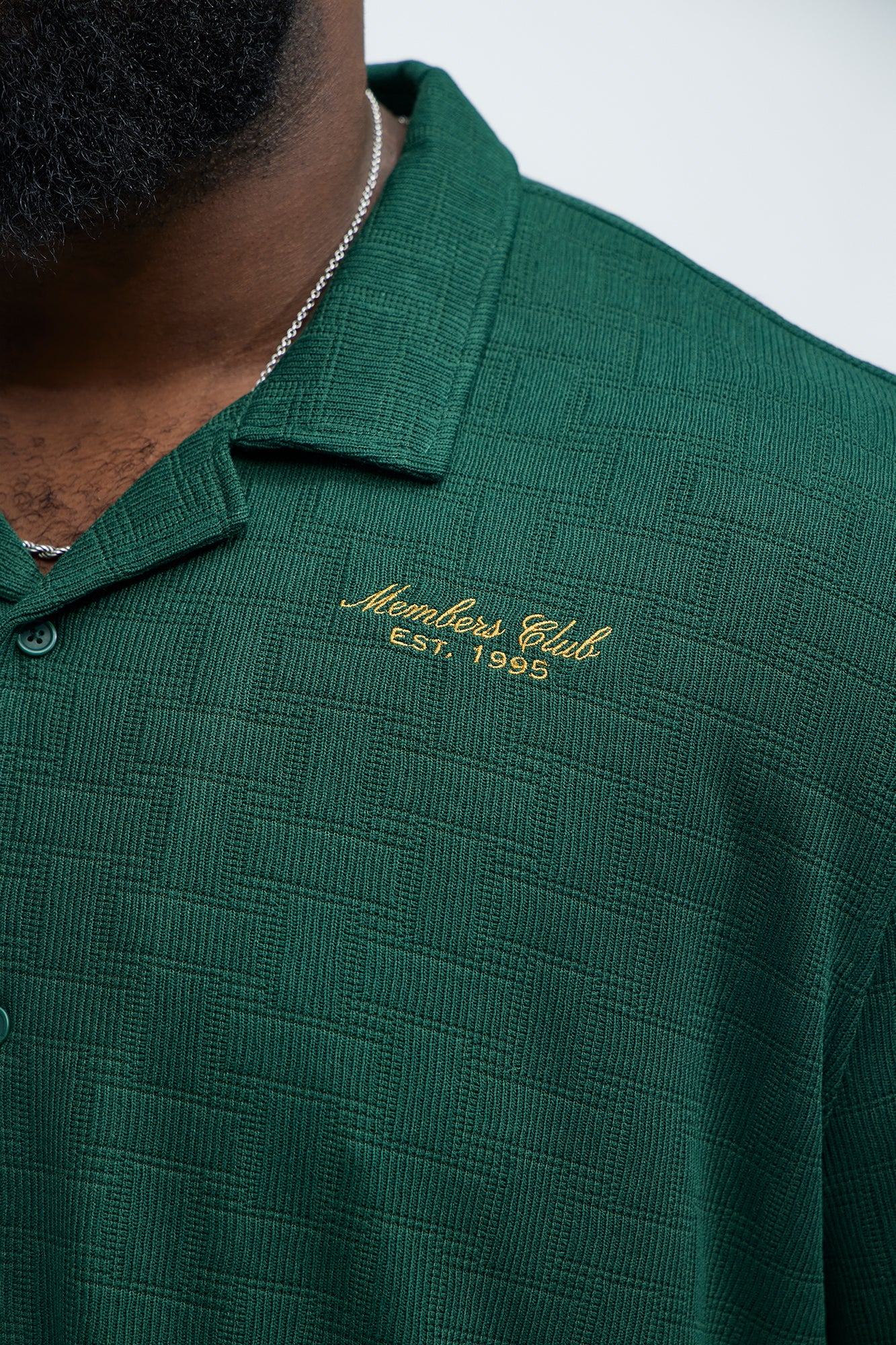 Vintage Short Sleeve Button Up Shirt - Hunter Green - Image 7
