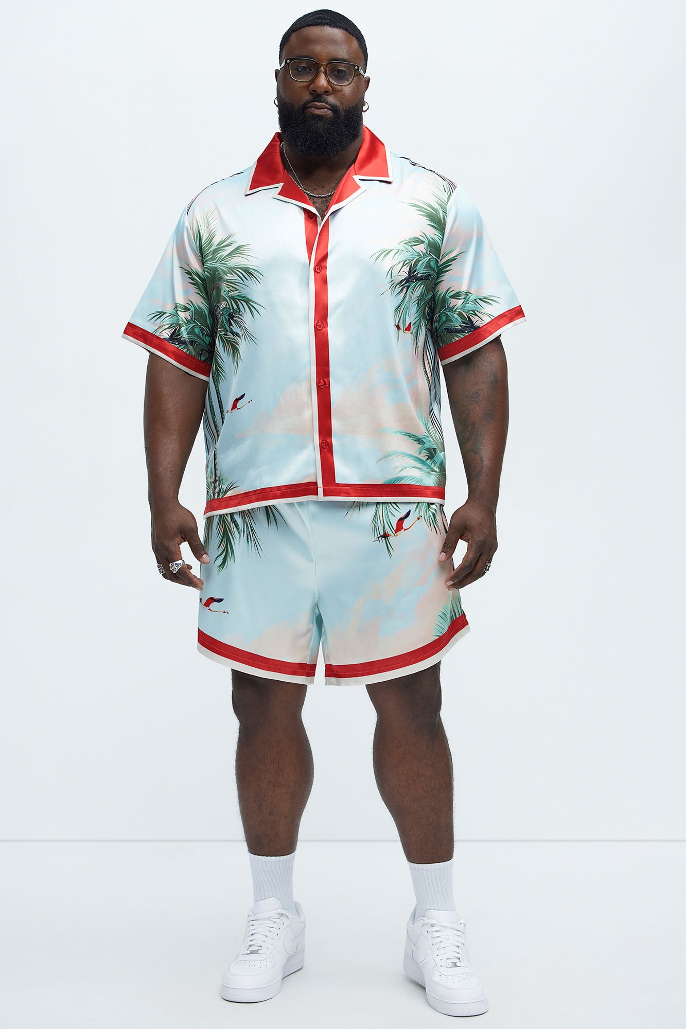 Flamingo And Palm Resort Button Up Shirt - Multi Color - Image 5