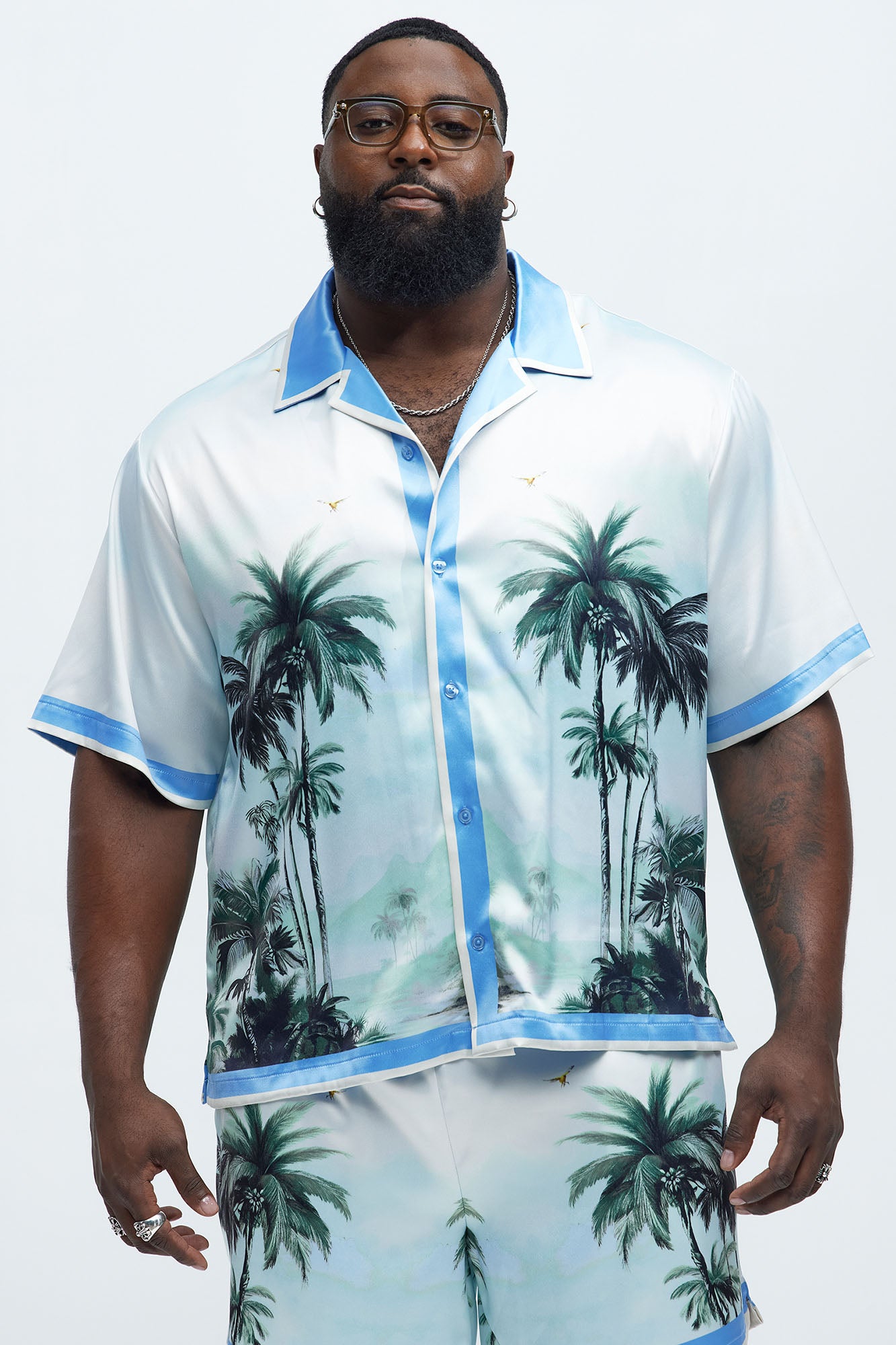 Cockatiel And Palm Resort Button Up Shirt - Multi Color - Image 4