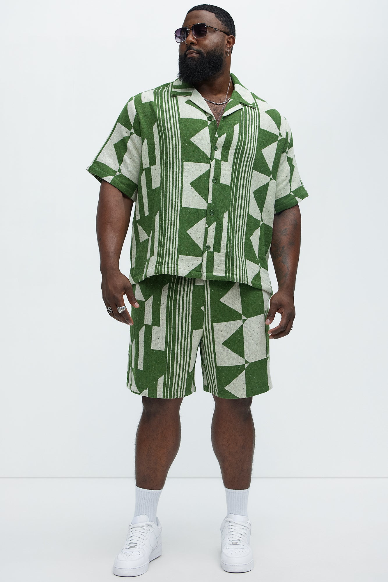 Abstract Relaxed Shorts - Olive/combo - Image 6