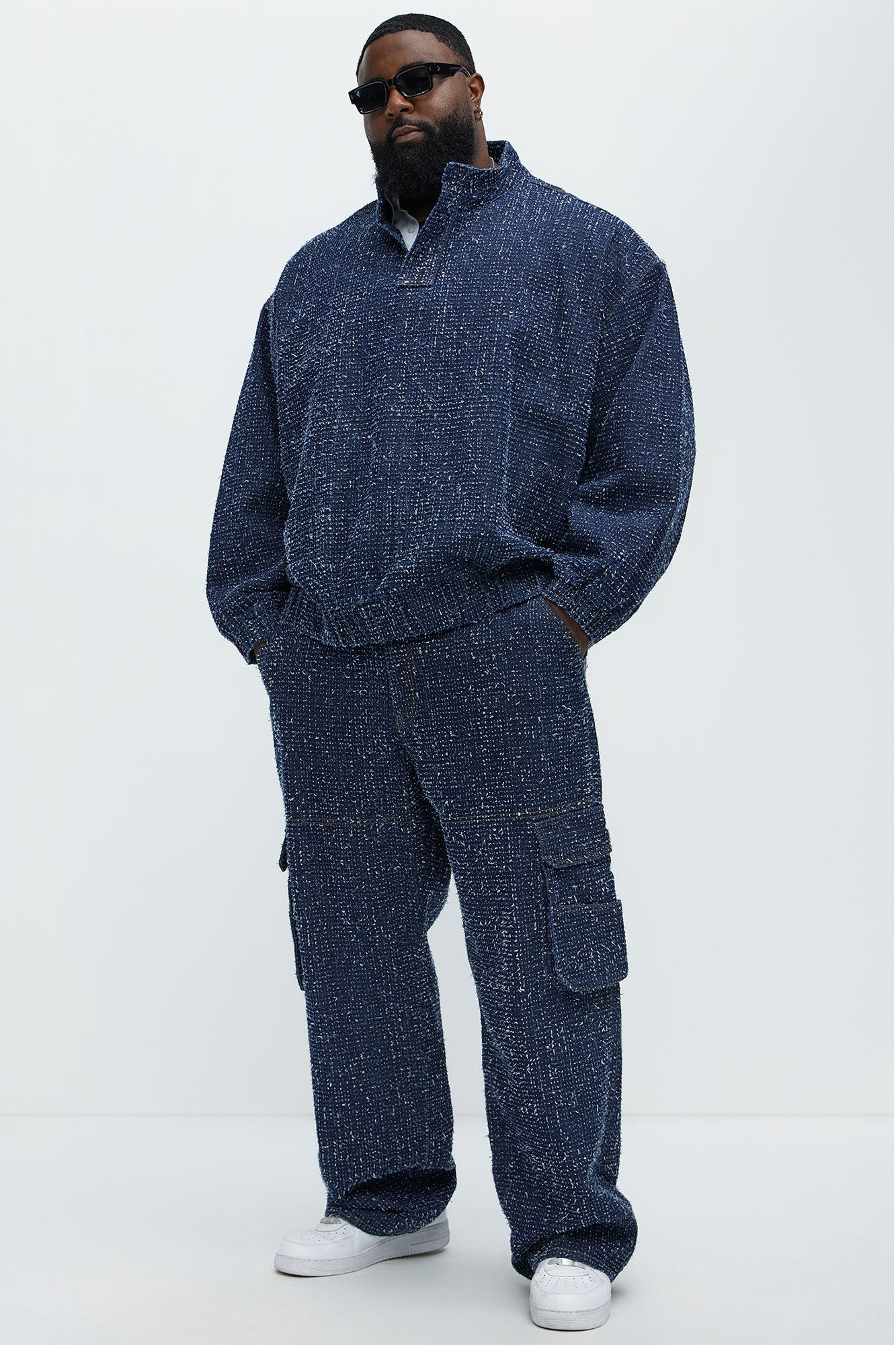 Unleaded Distressed Relaxed Cargo Jeans - Indigo - Image 7